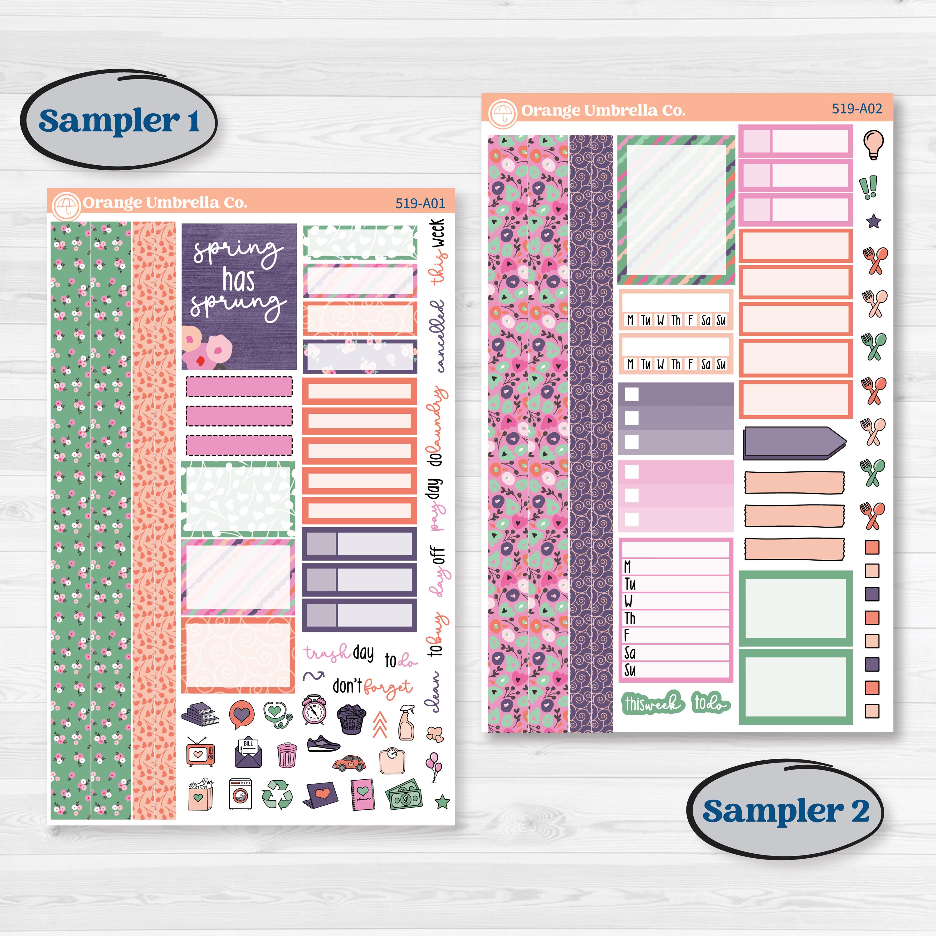 Bright Florals | Weekly Sticker Kit for Vertical Planners like Erin Condren | Bitty Blooms | KIT-519-A