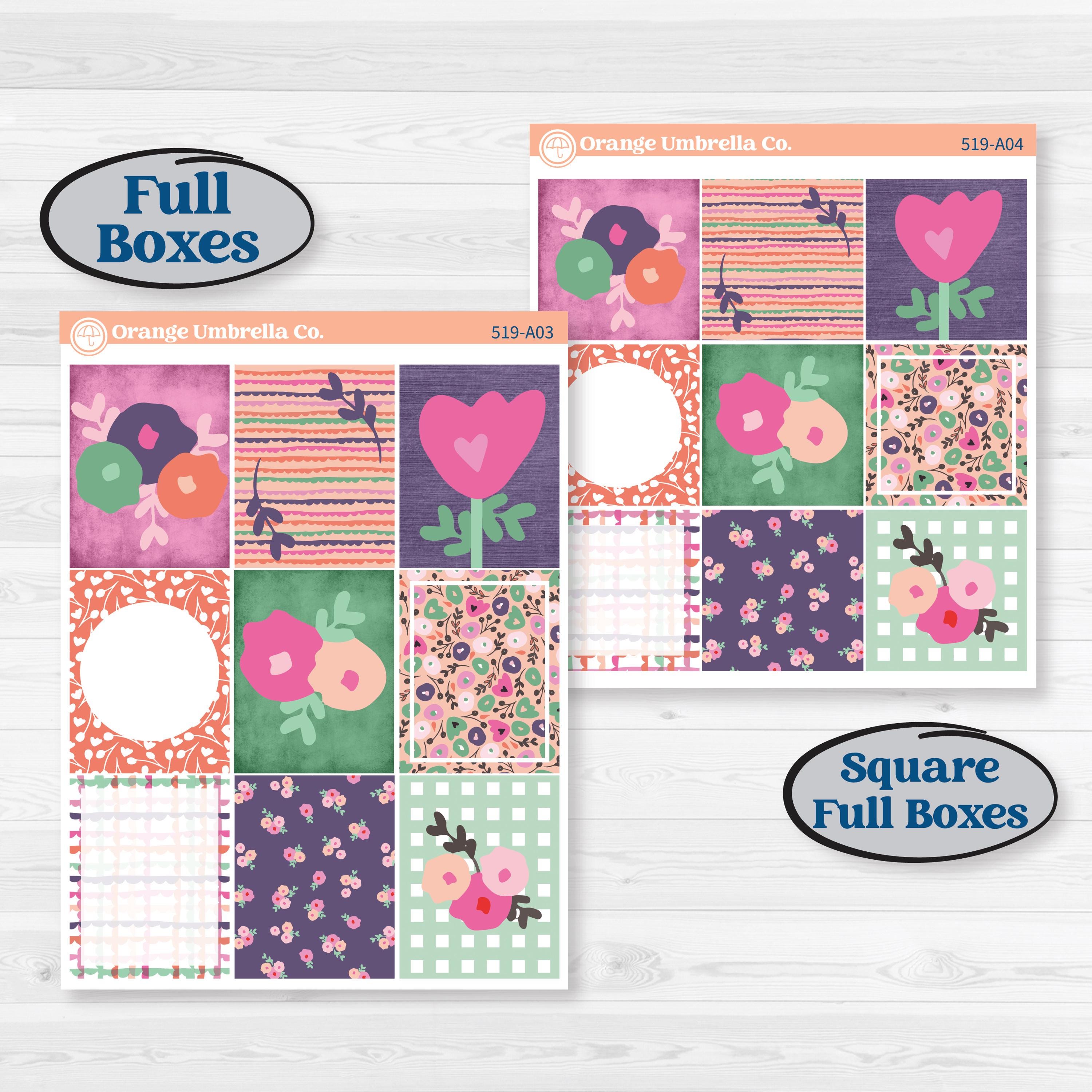 Bright Florals | Weekly Sticker Kit for Vertical Planners like Erin Condren | Bitty Blooms | KIT-519-A