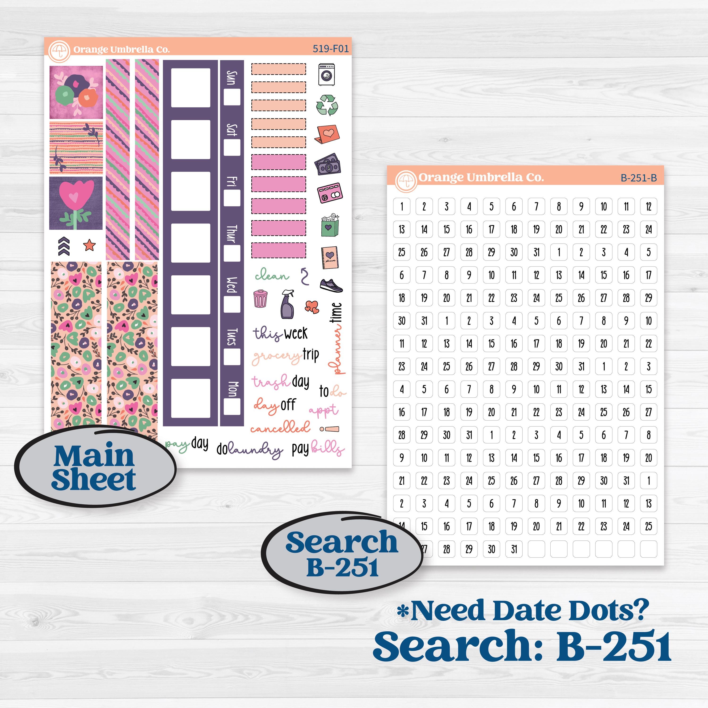 Bright Florals | Hobonichi Weeks Weekly Planner Kit Stickers | Bitty Blooms | KIT-519-F