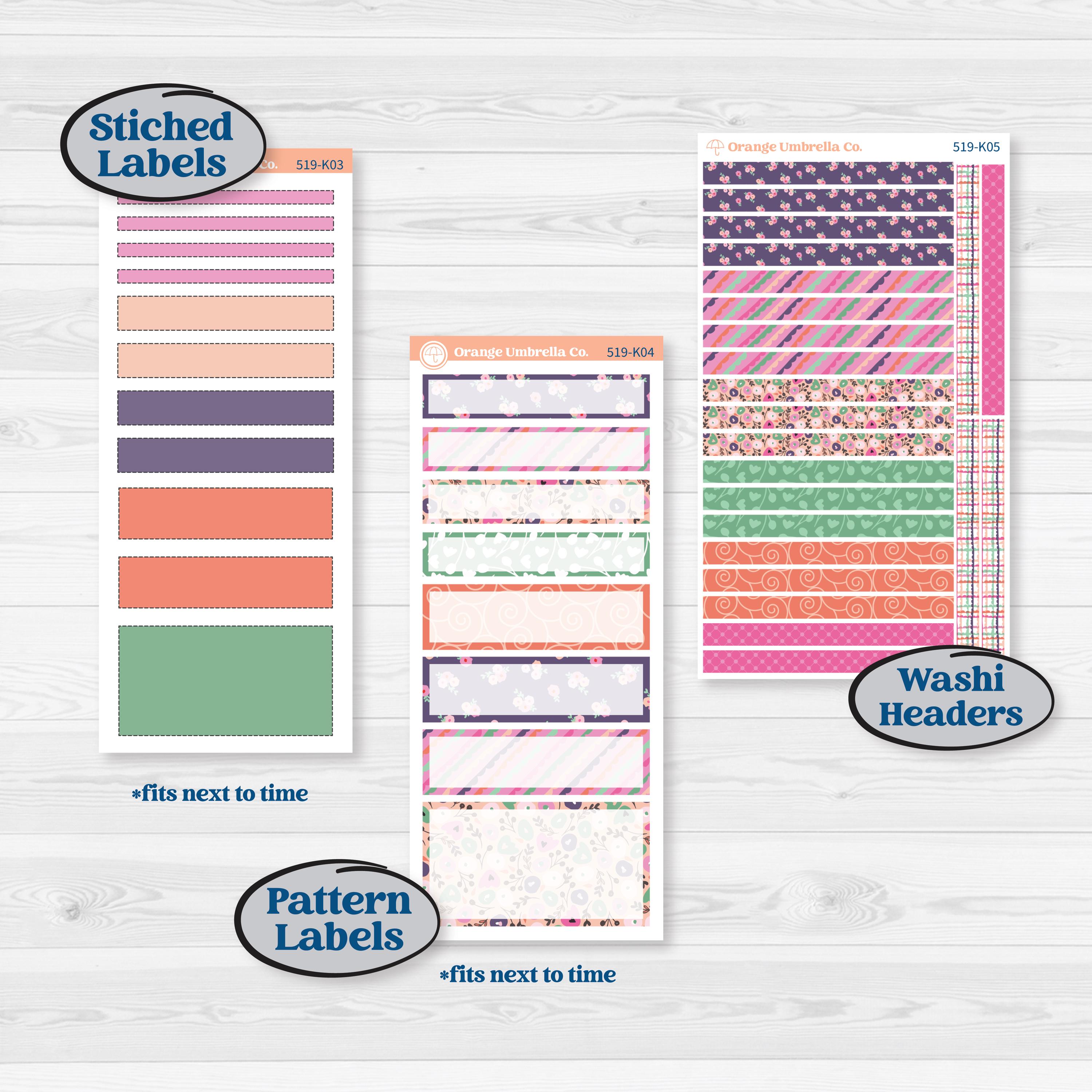 Bright Florals | 7x9 Erin Condren Daily Duo Planner Kit Stickers | Bitty Blooms | KIT-519-K