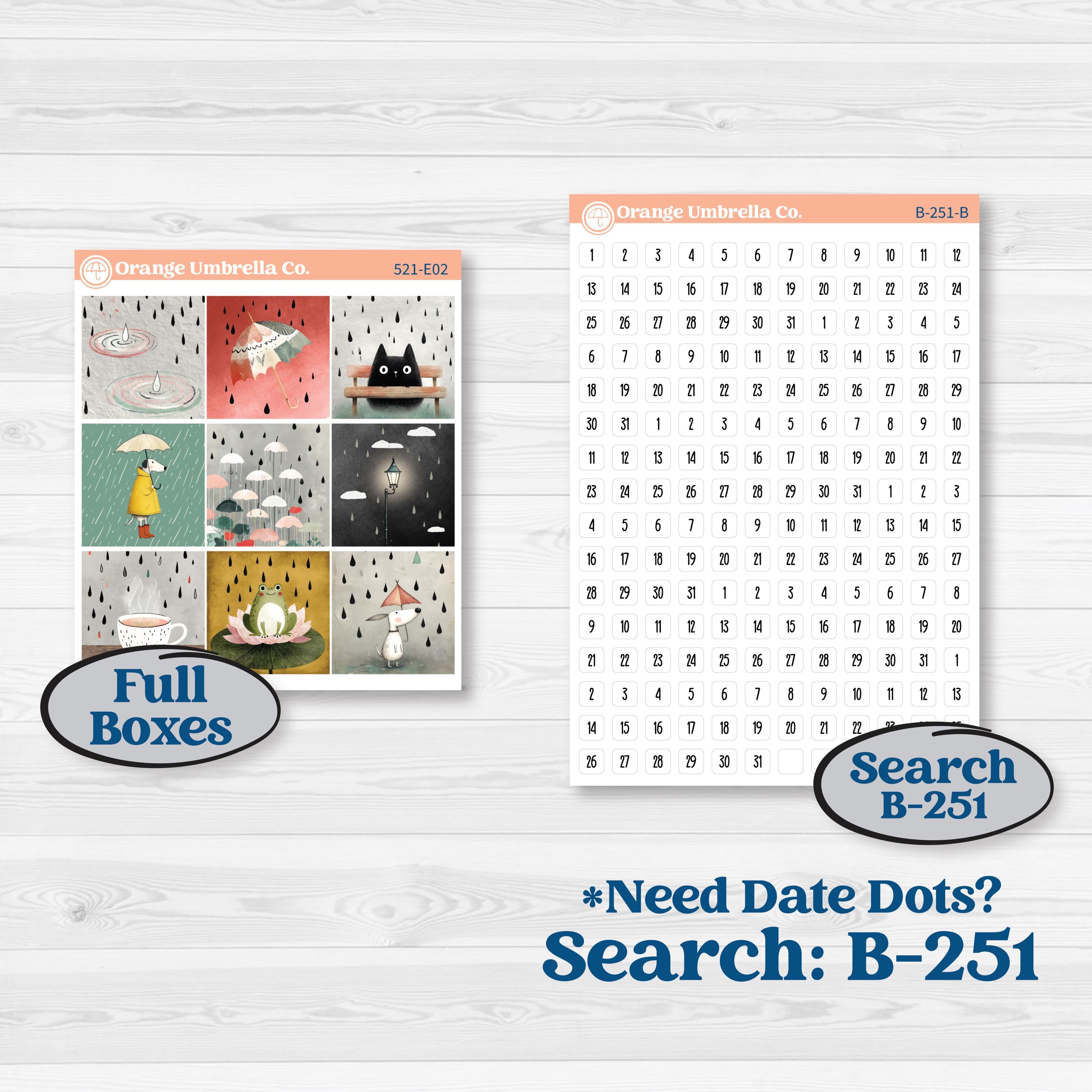 Rainy Day | Hobonichi Cousin Weekly & Daily Planner Kit Stickers | Stellas Umbrella | KIT-521-E