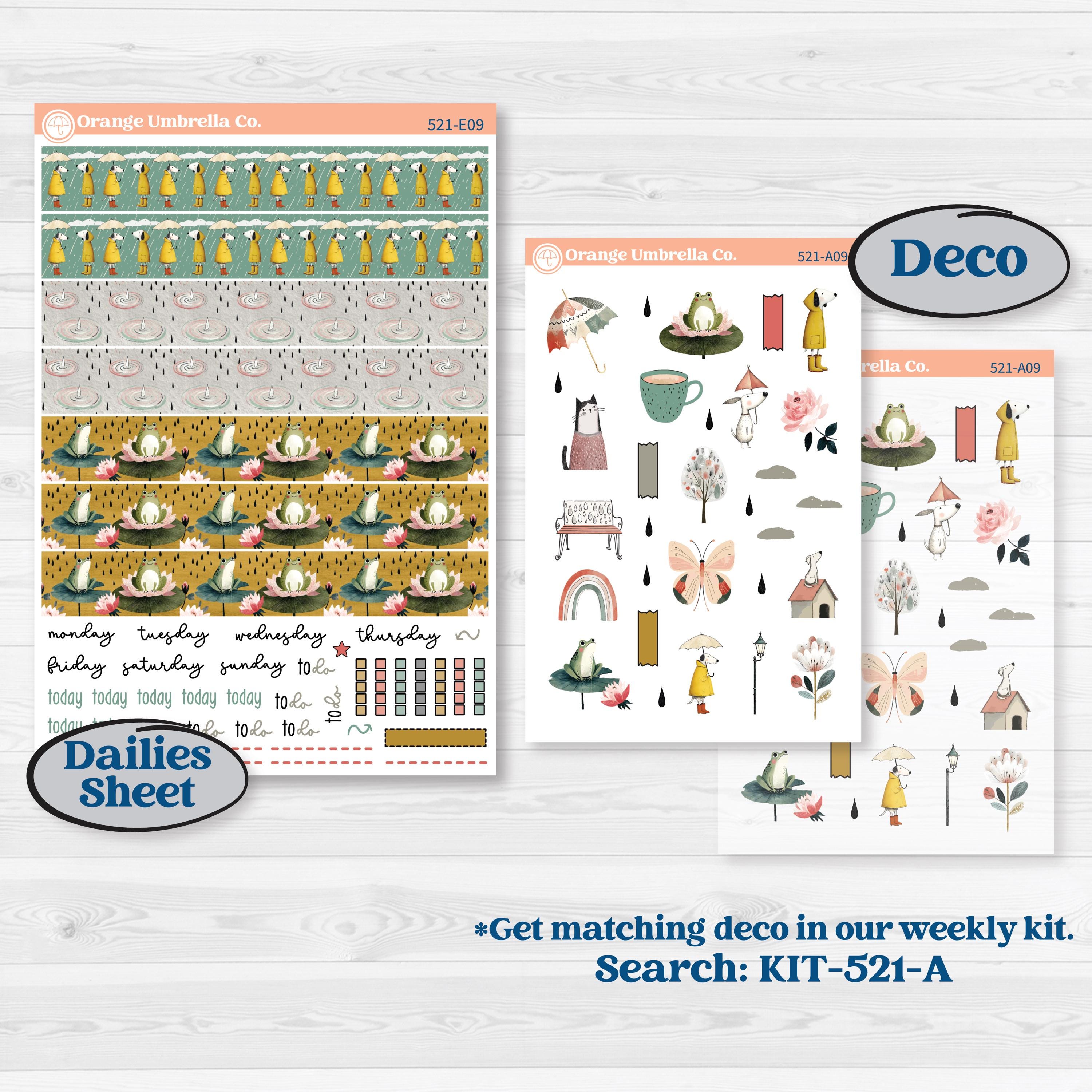 Rainy Day | Hobonichi Cousin Weekly & Daily Planner Kit Stickers | Stellas Umbrella | KIT-521-E