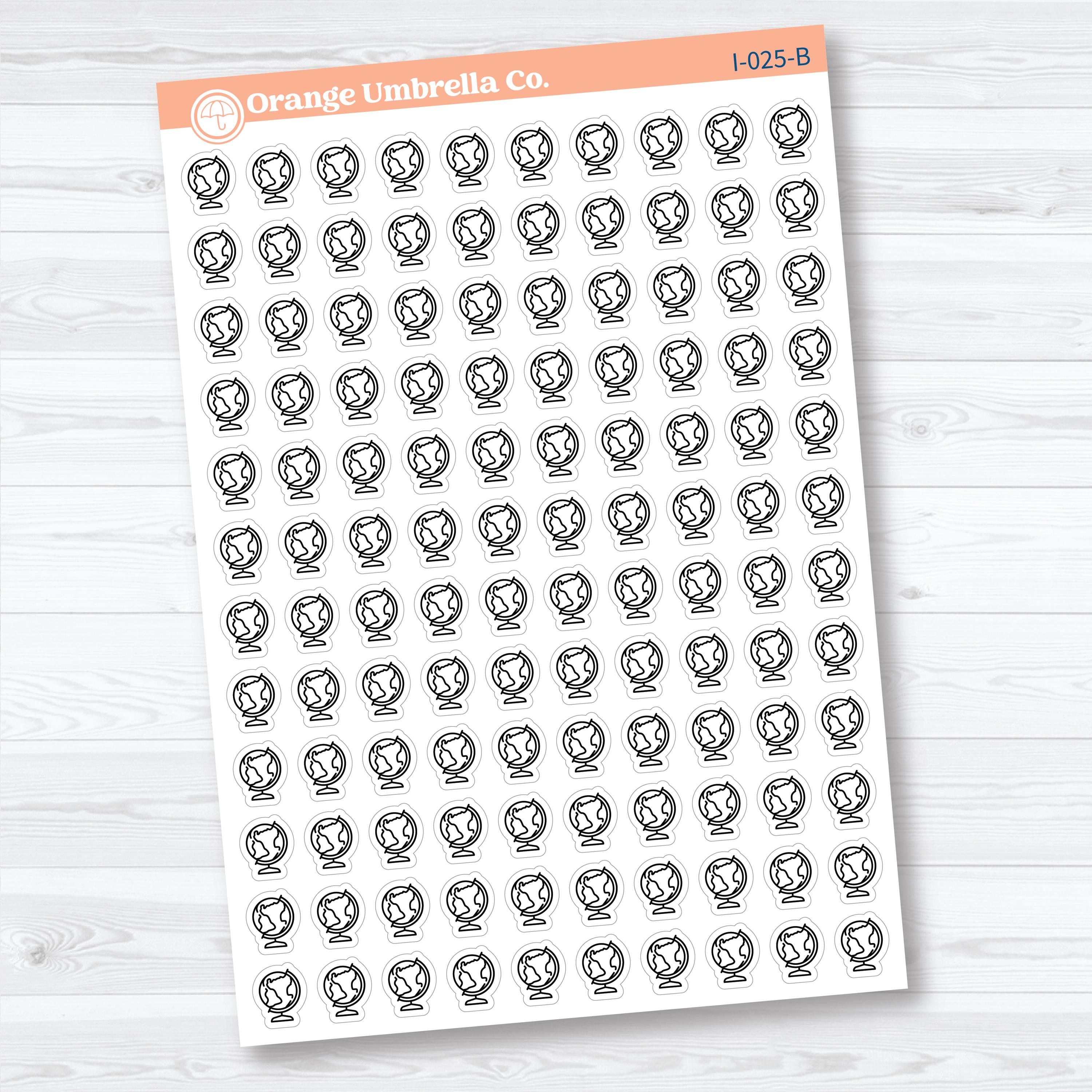 Globe Travel Icon Planner Stickers | Geography Icons | I-025