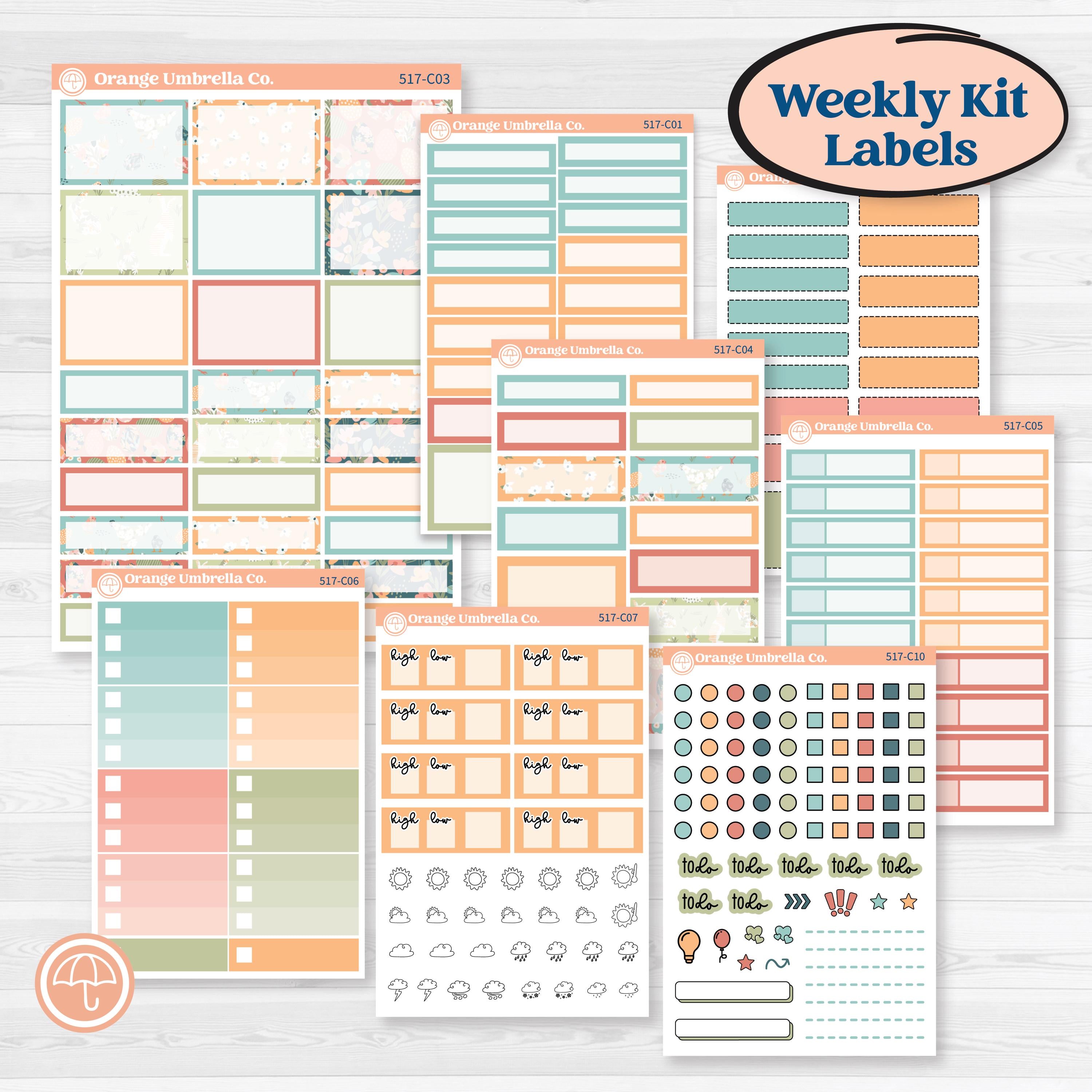 Easter Spring Kit | Weekly Add-On Labels Planner Stickers | Easter Basket | KIT-517-C