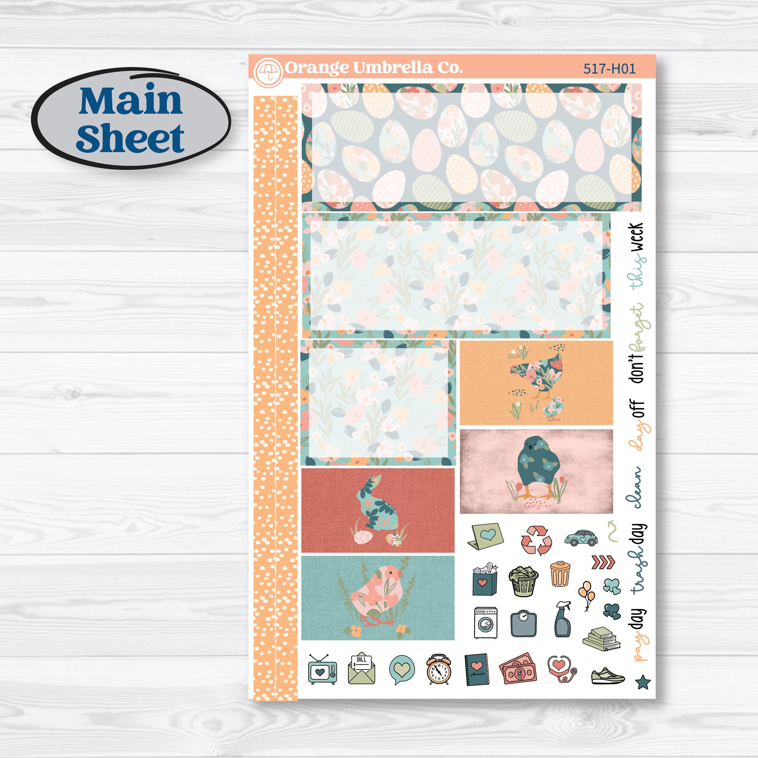 Easter Spring Kit | Plum Vertical Priorities 7x9 Planner Stickers | Easter Basket | KIT-517-H