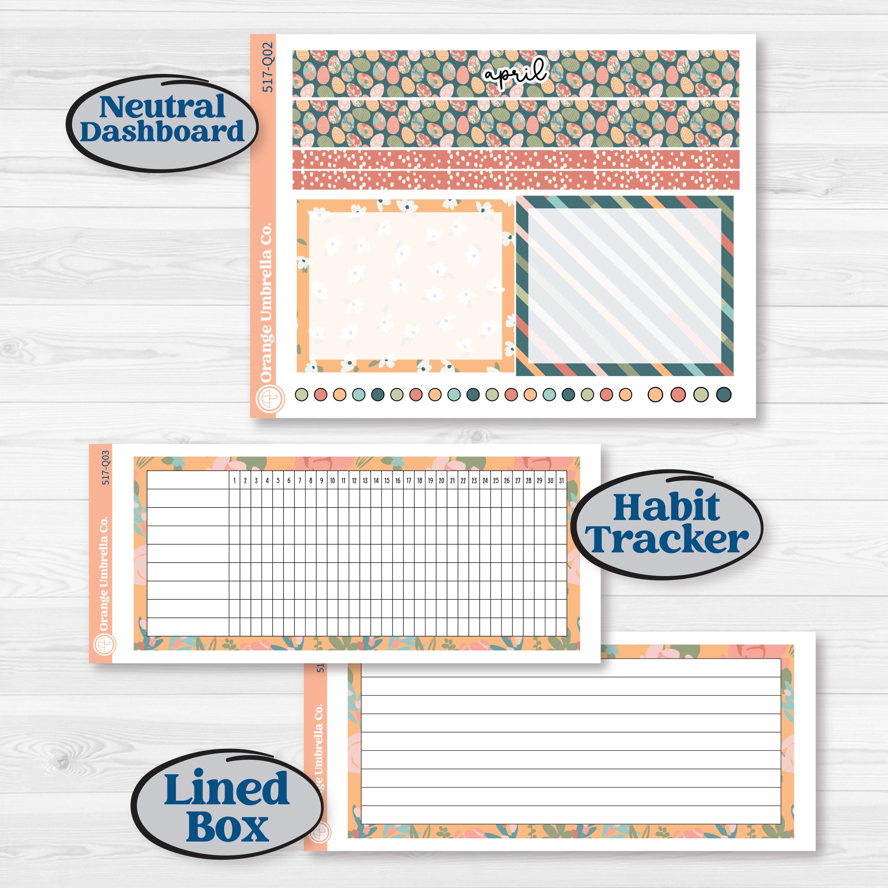 Easter Spring Kit | 7x9 Plum Monthly & Dashboard Planner Stickers | Easter Basket | KIT-517-Q