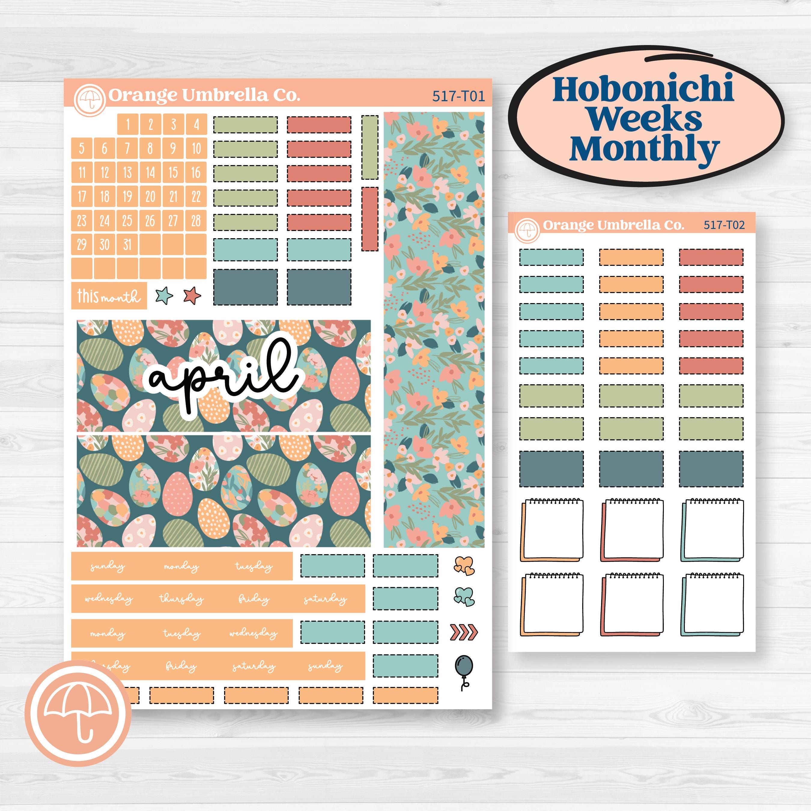 Easter Spring Kit | Hobonichi Weeks Monthly Planner Stickers | Easter Basket | KIT-517-T