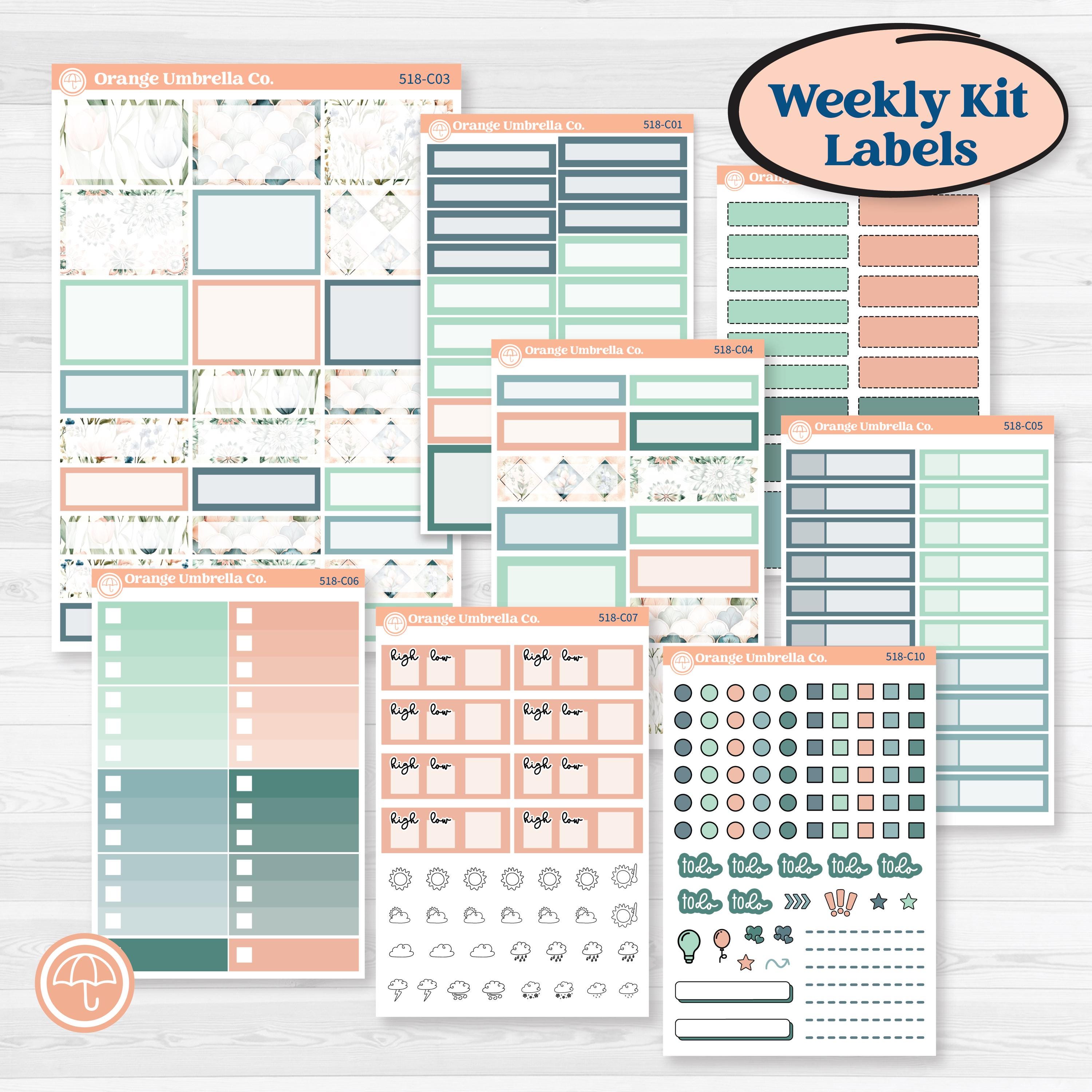 Spring Floral Kit | Weekly Add-On Labels Planner Kit Stickers | Garden Oasis | KIT-518-C