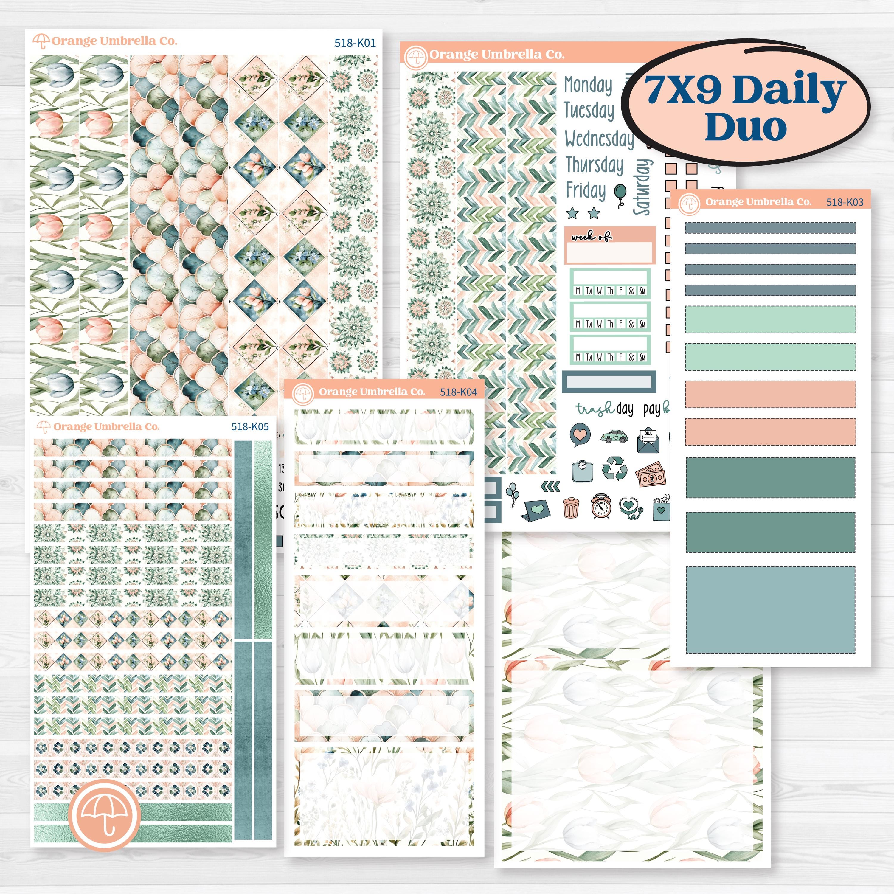 Spring Floral Kit | 7x9 Erin Condren Daily Duo Planner Stickers | Garden Oasis | KIT-518-K