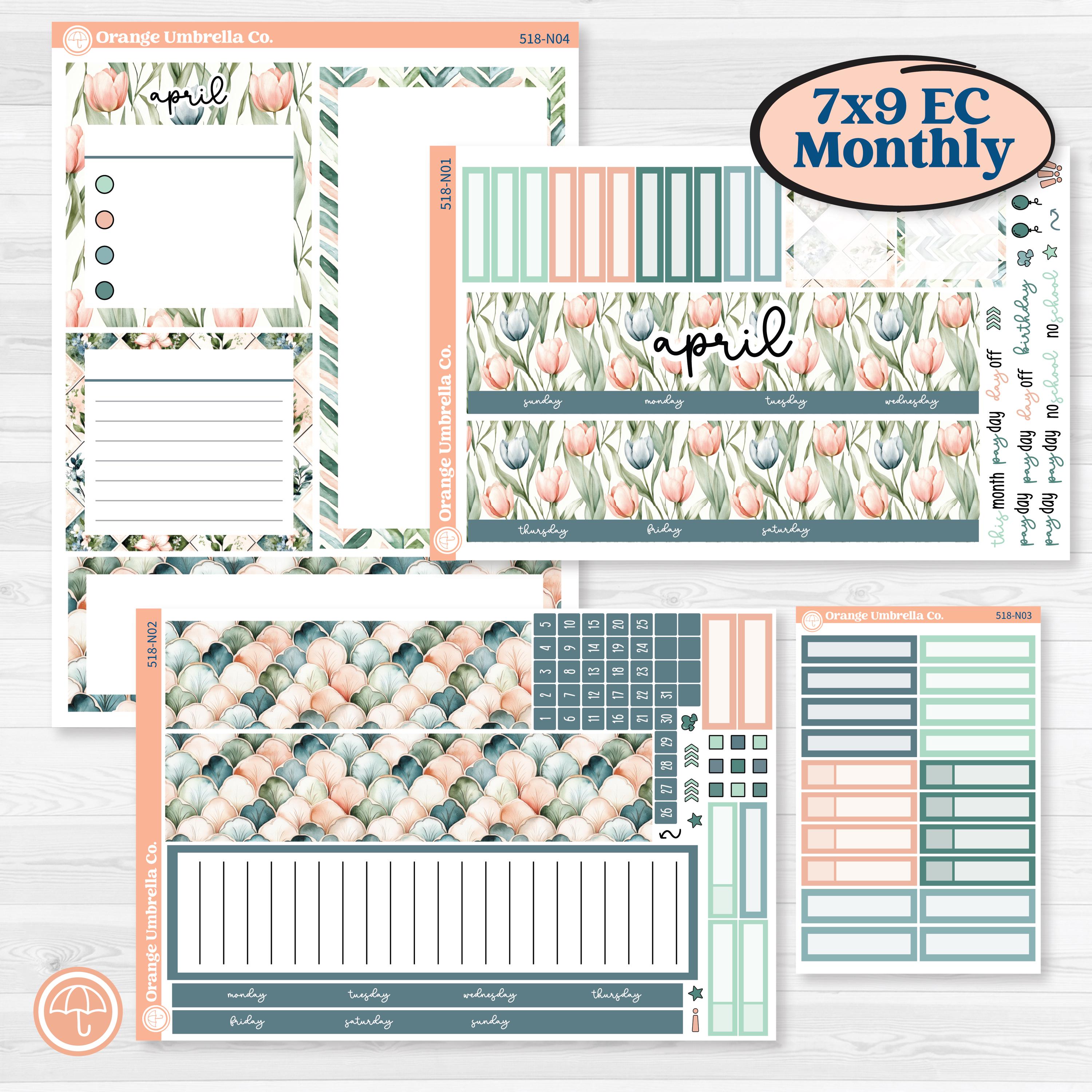 Spring Floral Kit | 7x9 Erin Condren Life Planner Monthly & Dashboard Stickers | Garden Oasis | KIT-518-N