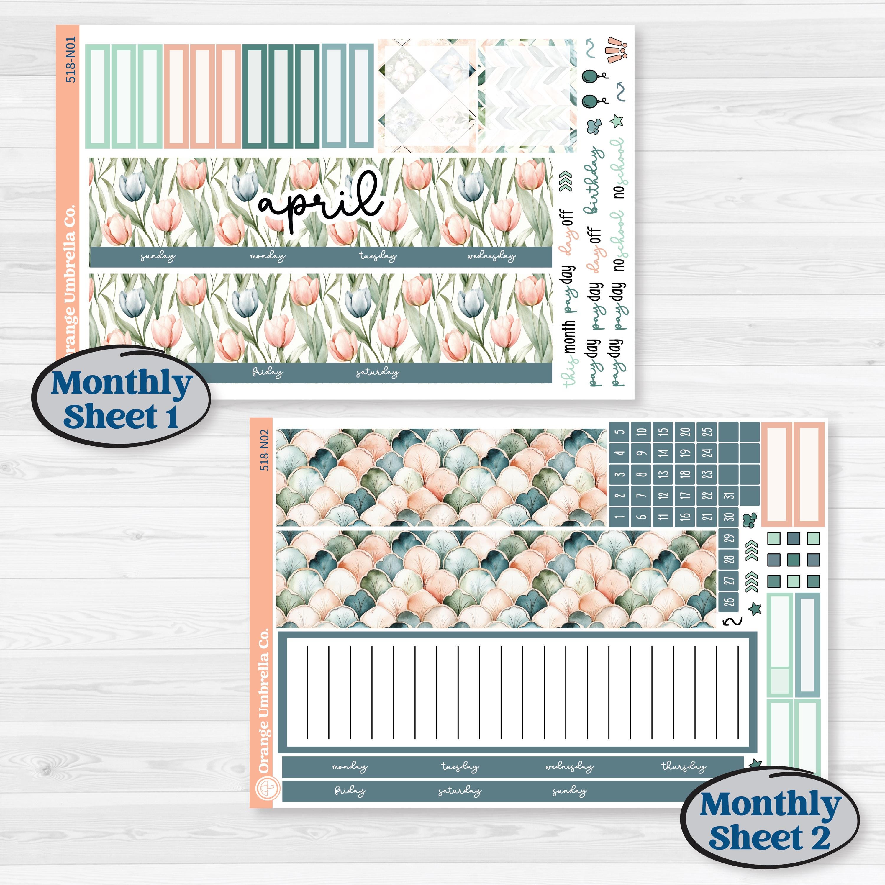 Spring Floral Kit | 7x9 Erin Condren Life Planner Monthly & Dashboard Stickers | Garden Oasis | KIT-518-N