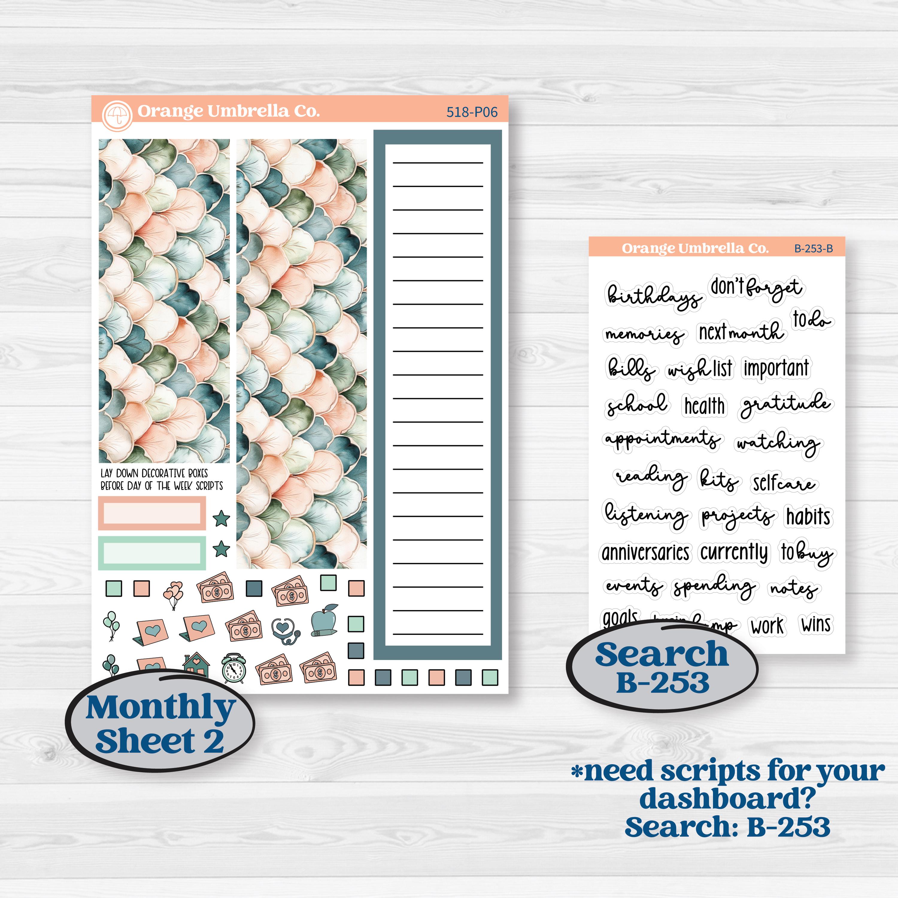 Spring Floral Kit | 7x9 Plum Monthly & Dashboard Planner Kit Stickers | Garden Oasis | KIT-518-Q