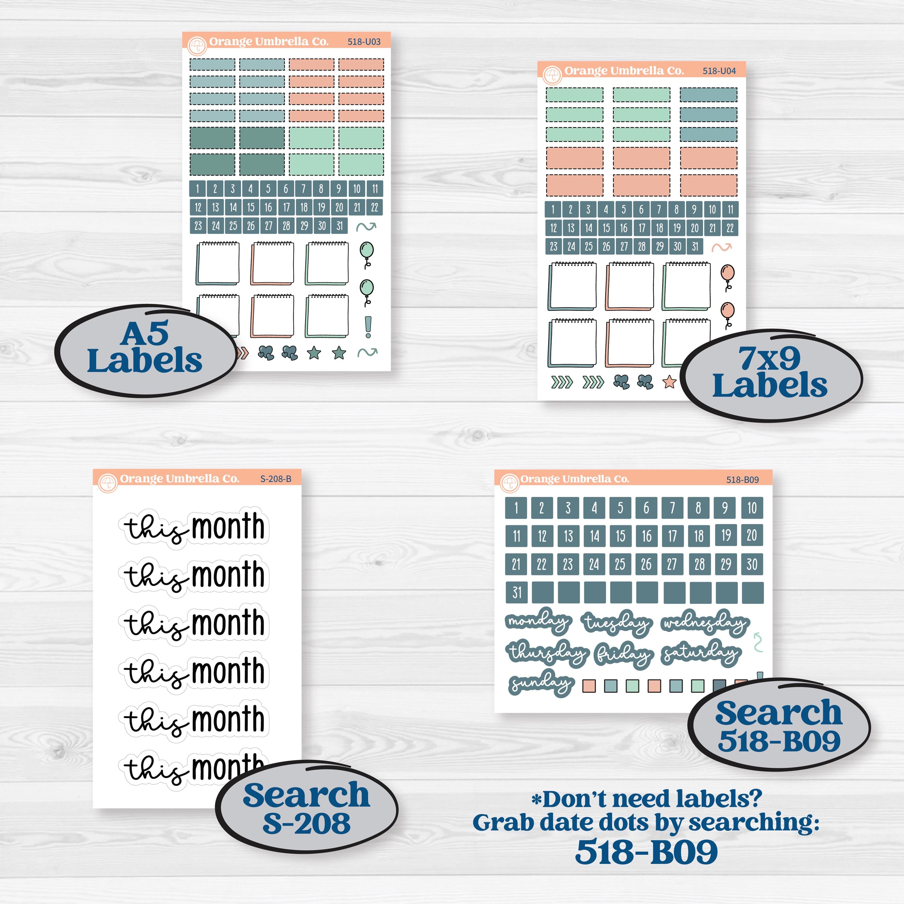 Spring Floral Kit | A5 or 7x9 Create Your Own Monthly Dashboard Universal | Monthly & Reading Log Stickers | Garden Oasis | KIT-518-U