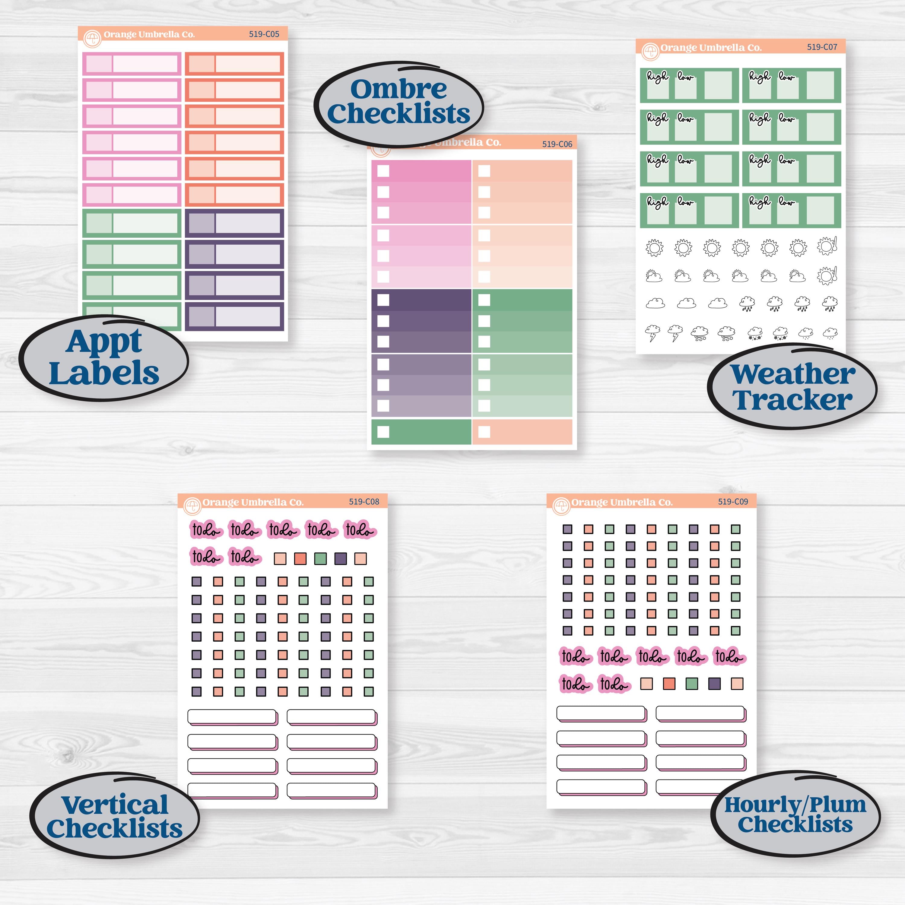 Bright Florals | Weekly Add-On Labels Planner Kit Stickers | Bitty Blooms | KIT-519-C