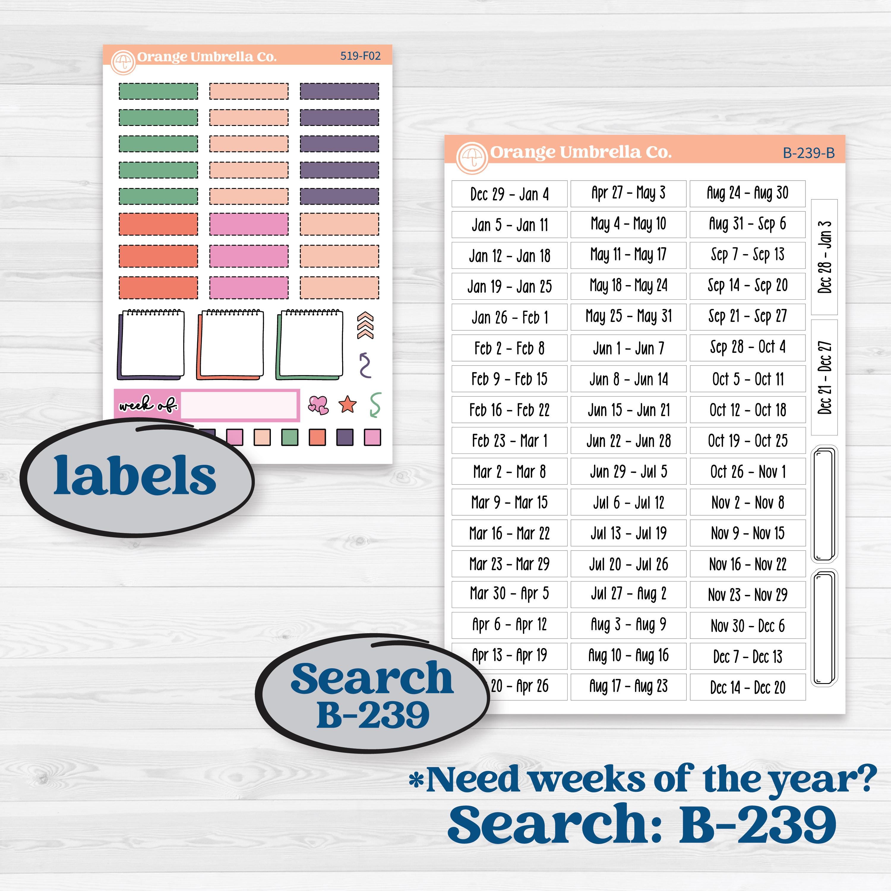 Bright Florals | Hobonichi Weeks Weekly Planner Kit Stickers | Bitty Blooms | KIT-519-F