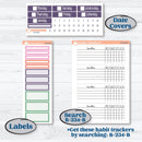 Bright Florals | Plum Vertical Priorities 7x9 Planner Kit Stickers | Bitty Blooms | KIT-519-H