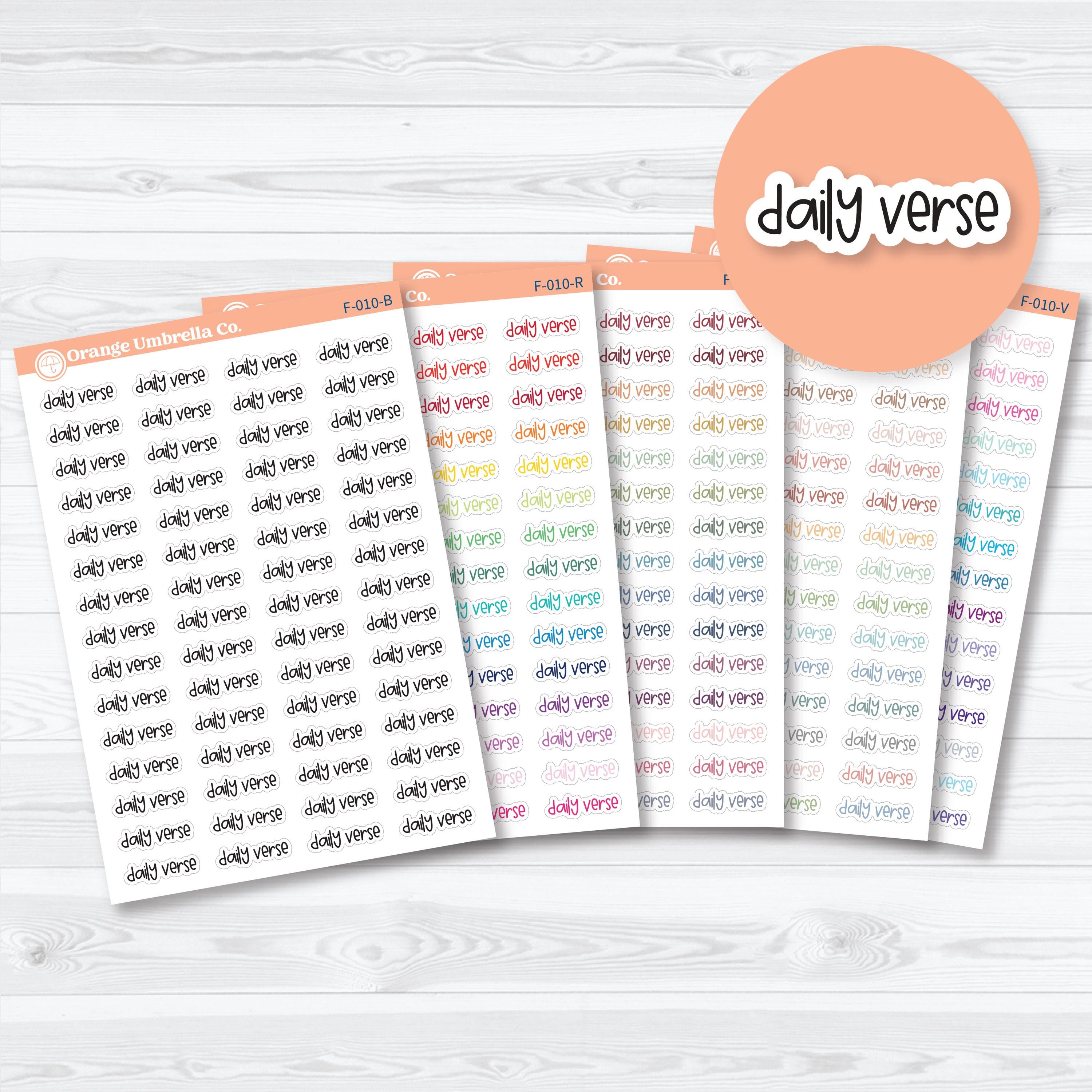 Daily verse script planner stickers in Font 21 for faith planning and devotional use
