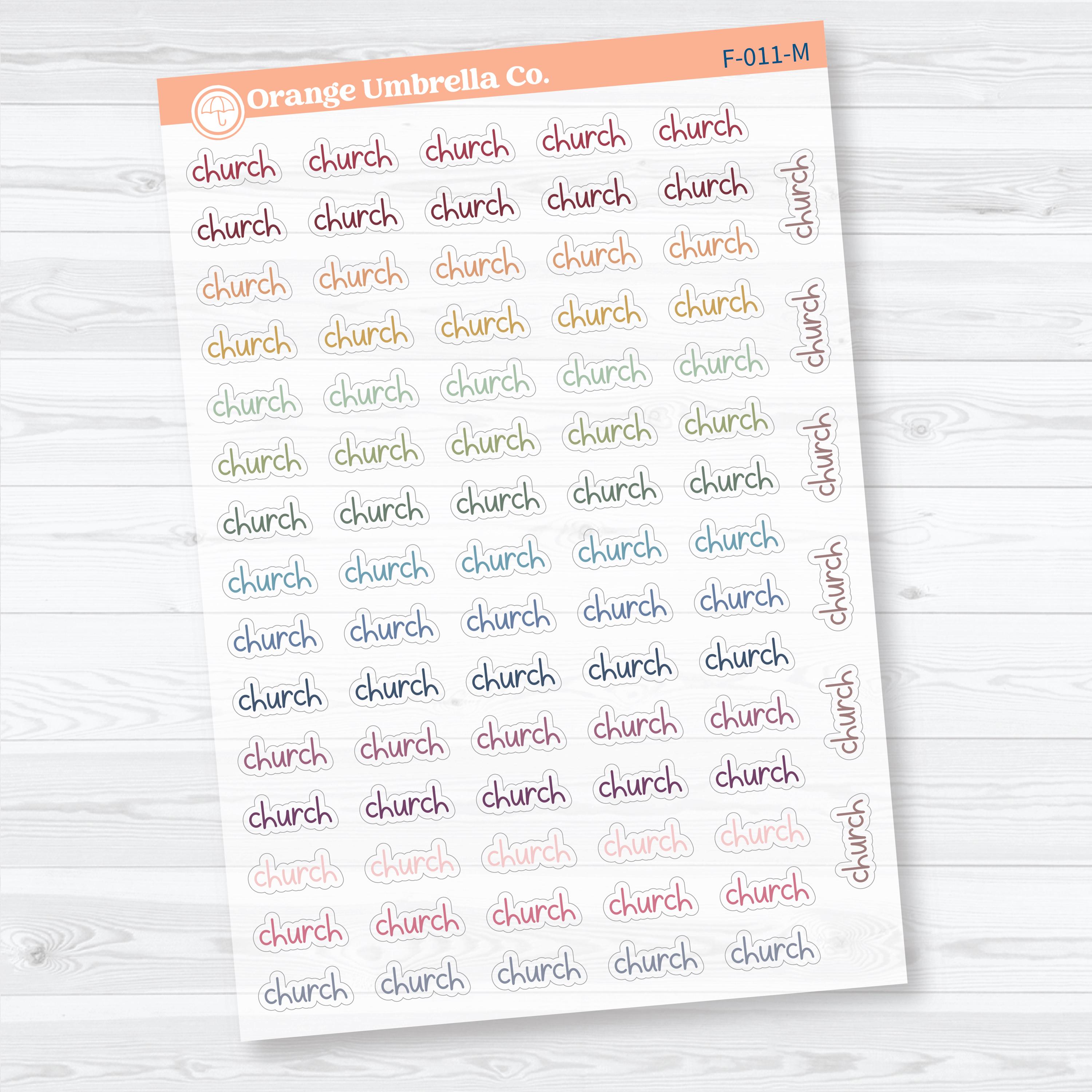 Church Script | Clear Matte Faith Based Planner Stickers | F-011-CM