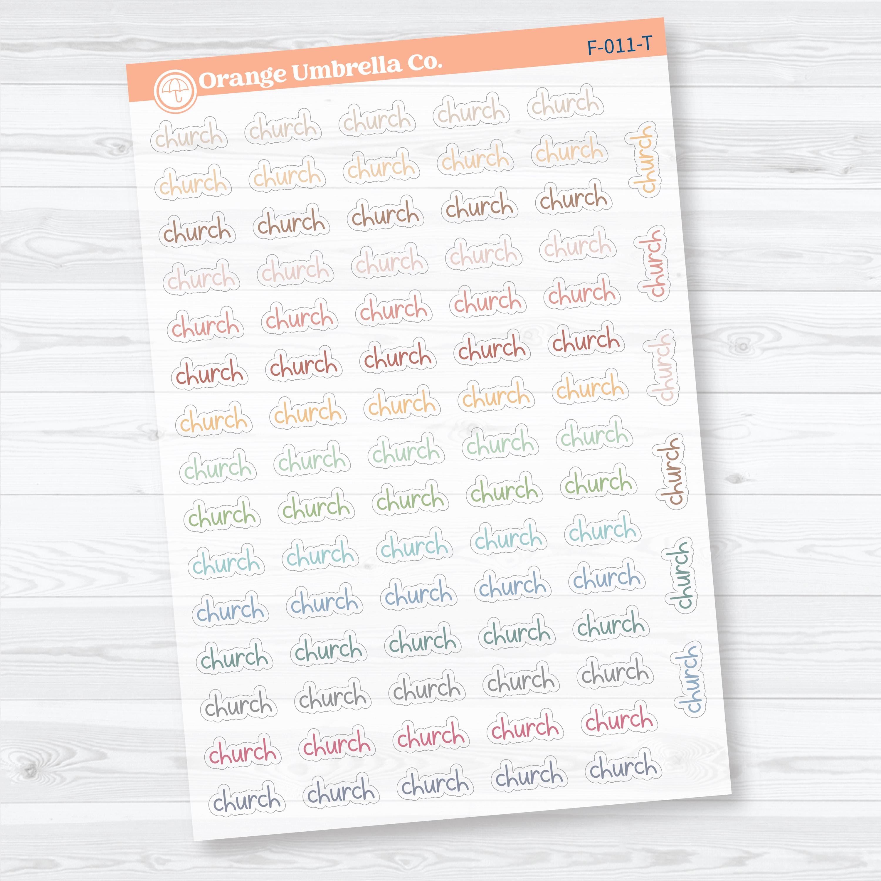 Church Script | Clear Matte Faith Based Planner Stickers | F-011-CM