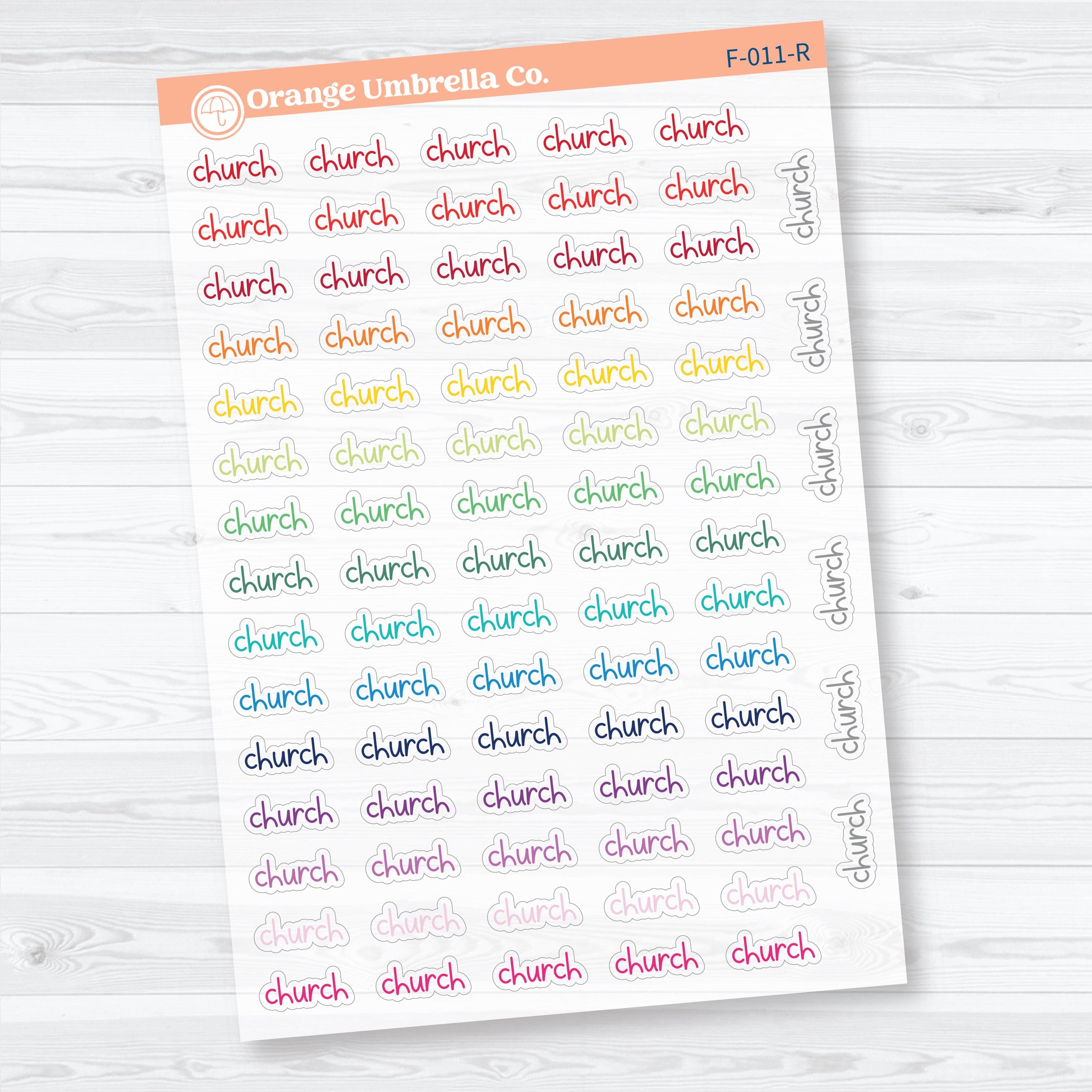 Church Script | Clear Matte Faith Based Planner Stickers | F-011-CM