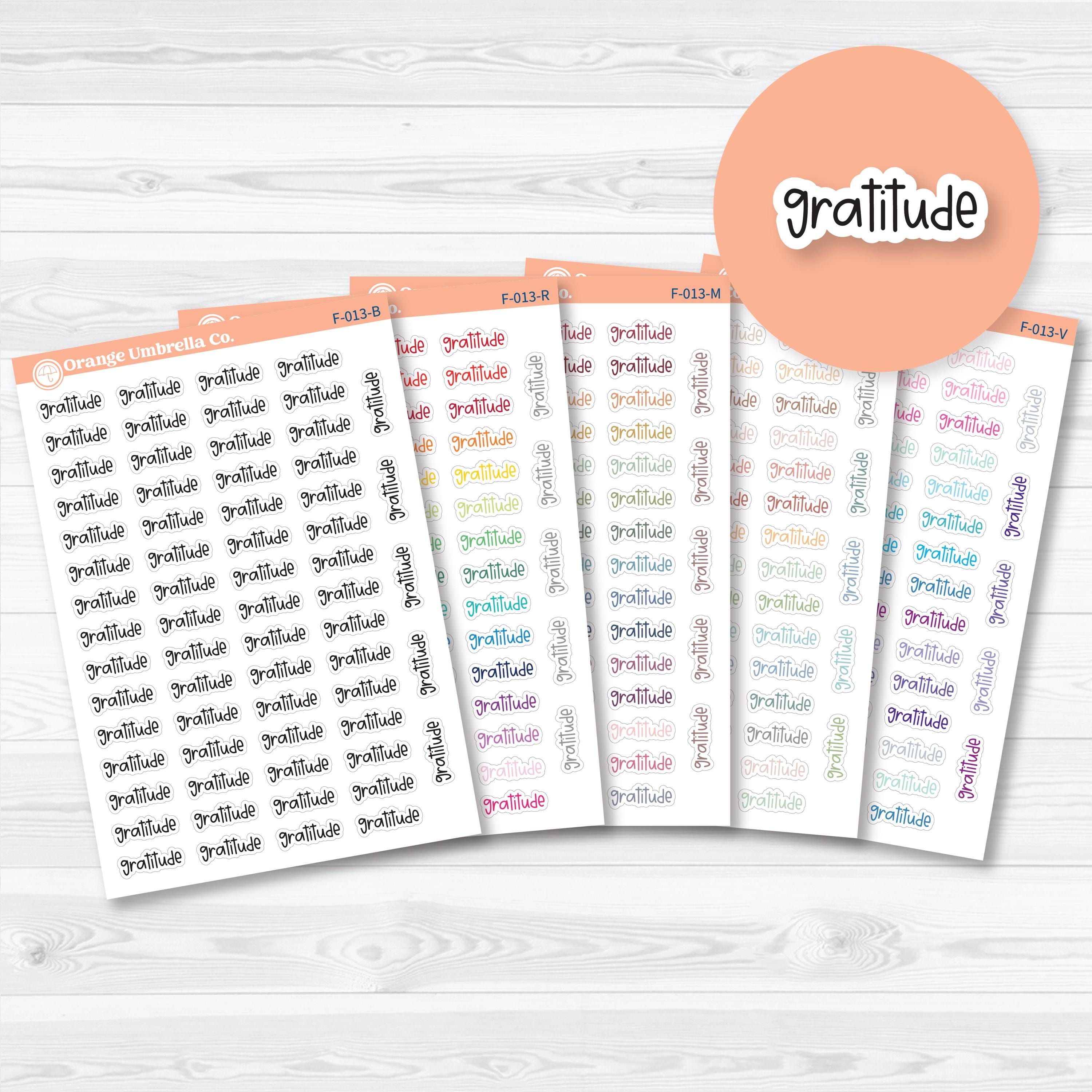 Gratitude script planner stickers in Font 21 for faith planning and gratitude journaling
