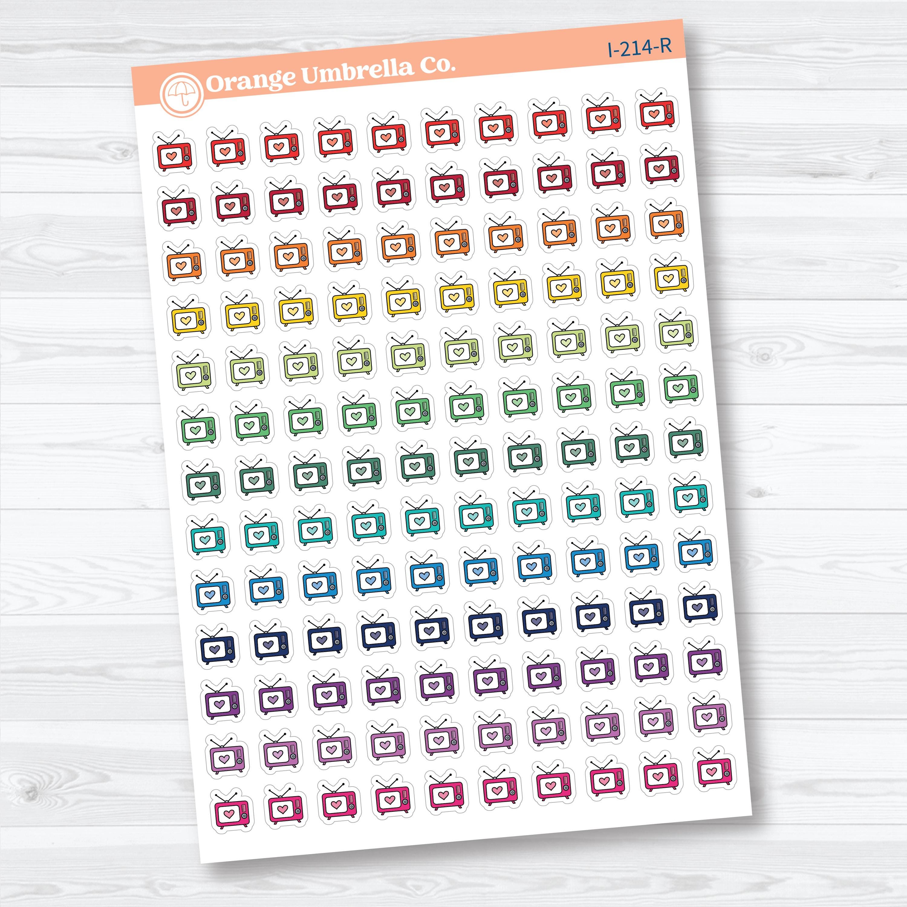 Micro Hand Doodled Television Icons | Planner Stickers | I-214