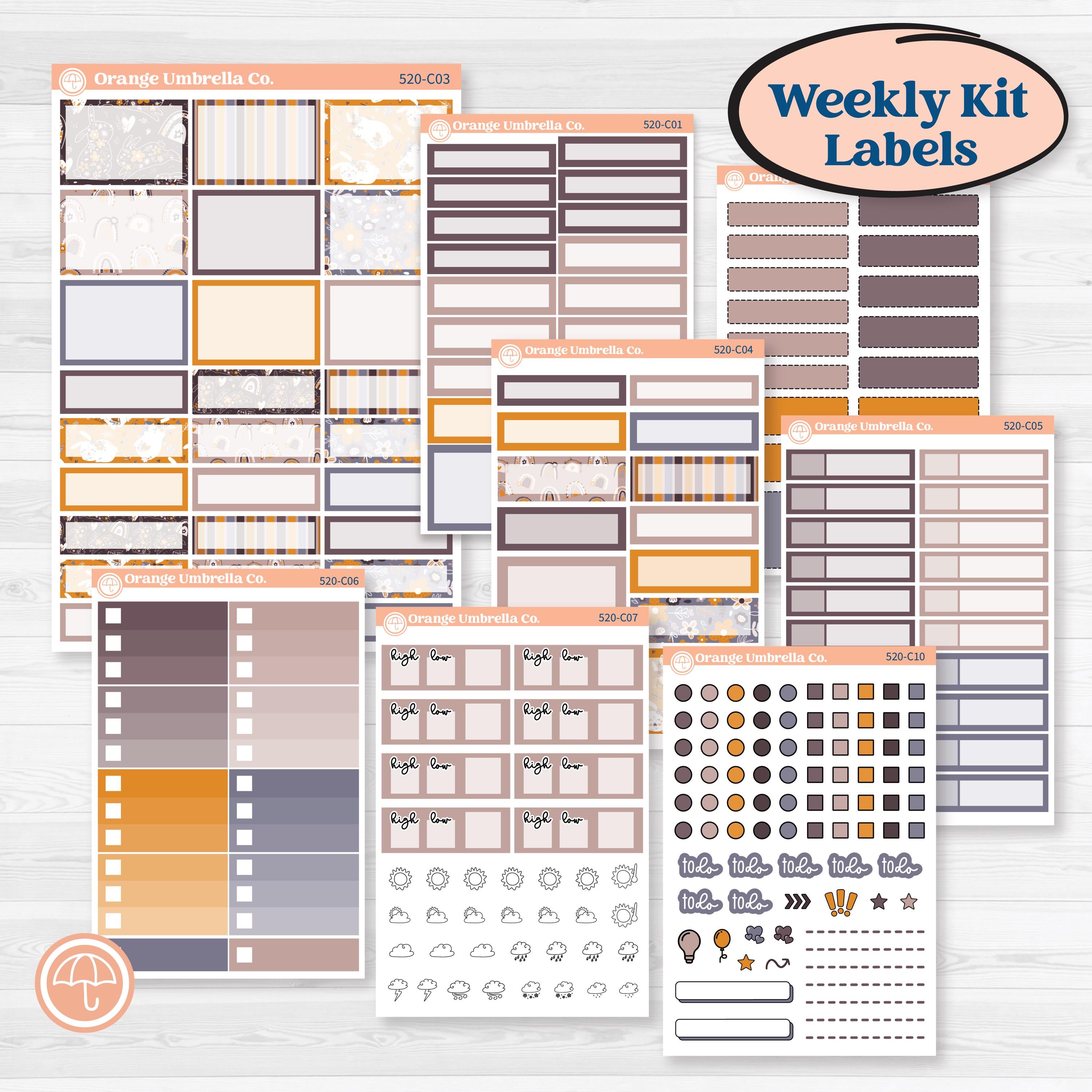 Playful Easter Bunnies | Weekly Add-On Labels Planner Kit Stickers | Bunny Hop | KIT-520-C
