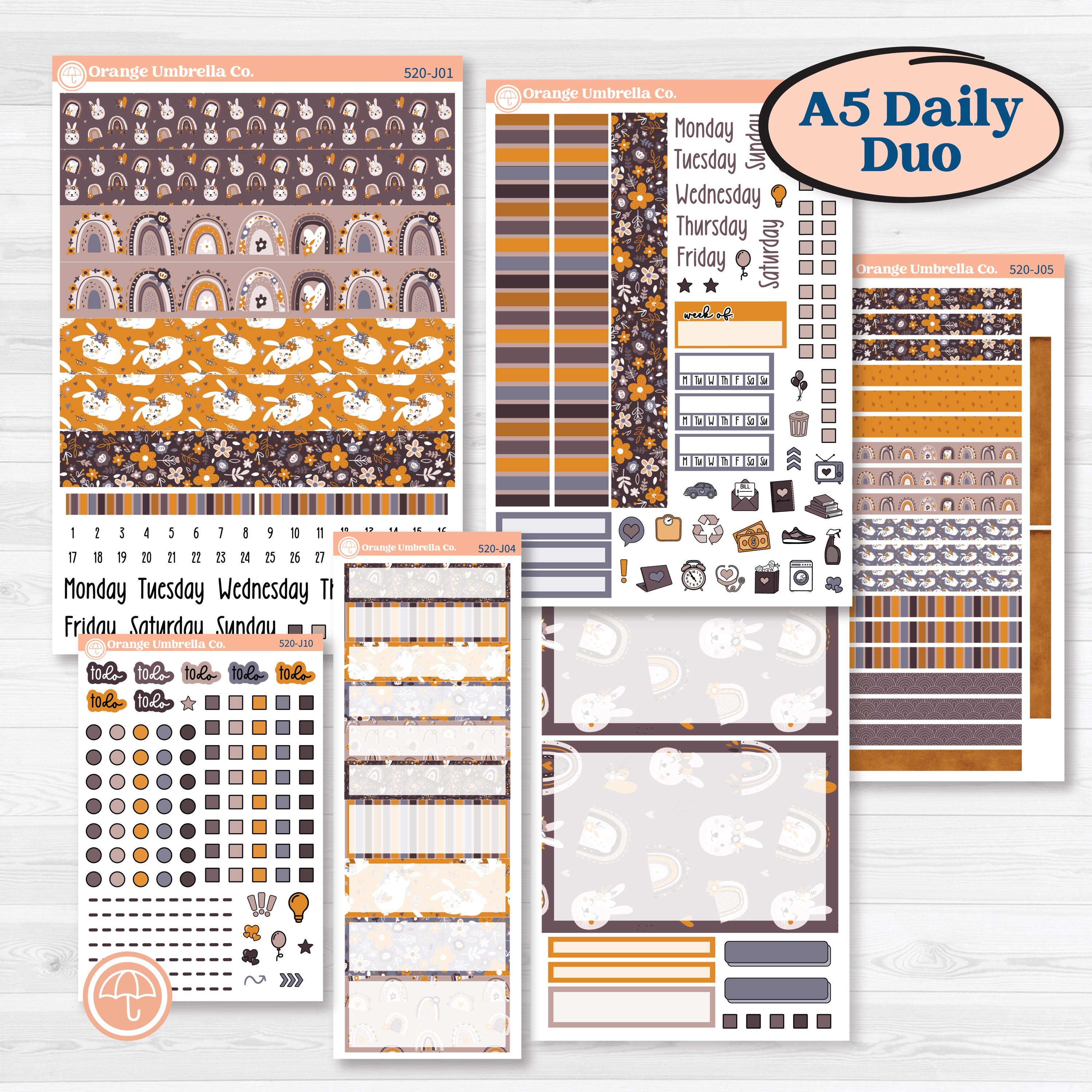 Playful Easter Bunnies | A5 Daily Duo Planner Kit Stickers | Bunny Hop | KIT-520-J