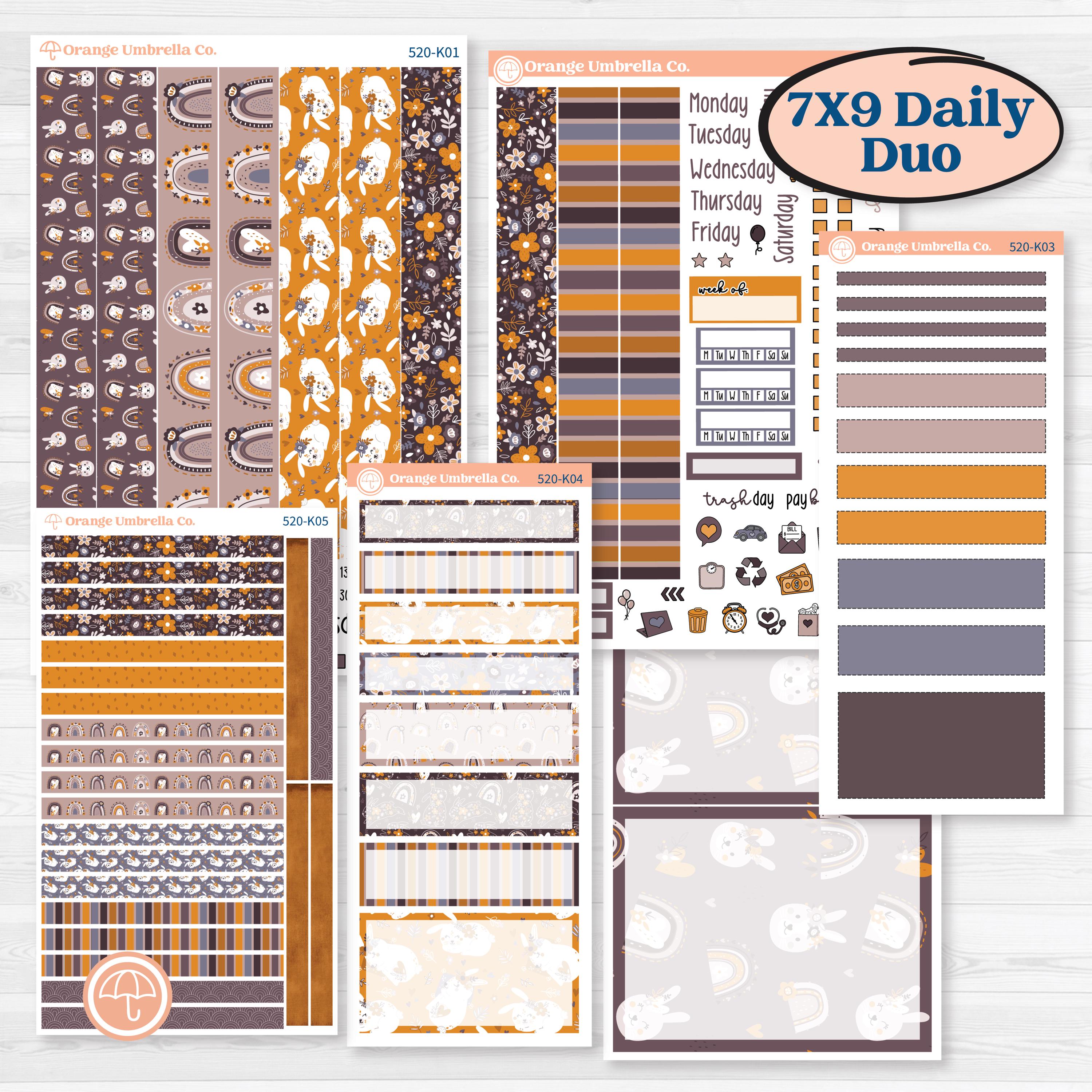 Playful Easter Bunnies | 7x9 Erin Condren Daily Duo Planner Kit Stickers | Bunny Hop | KIT-520-K