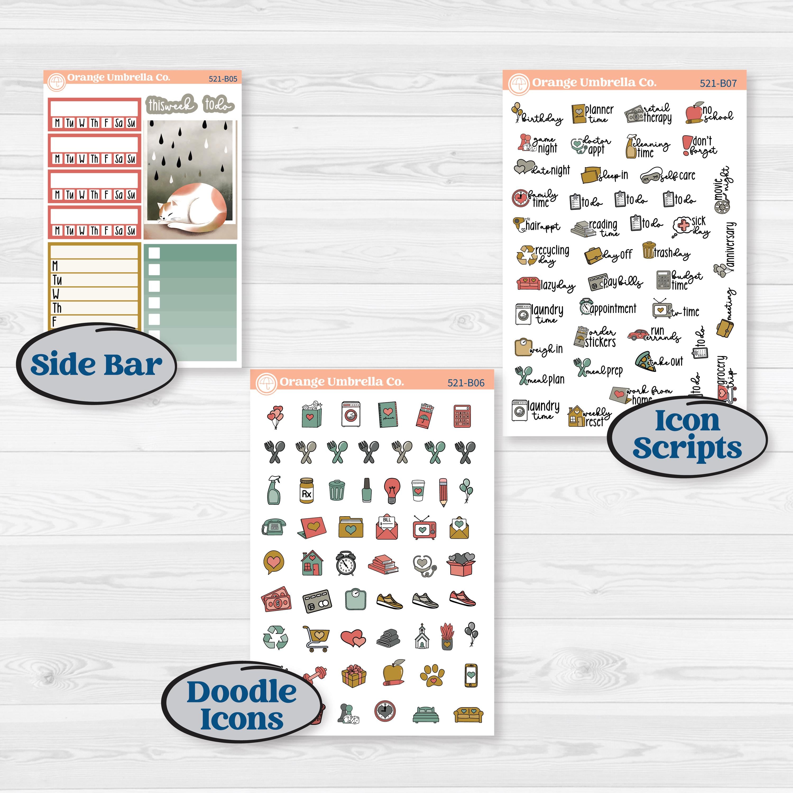 Rainy Day | Weekly Add-On Planner Kit Stickers | Stellas Umbrella | KIT-521-B