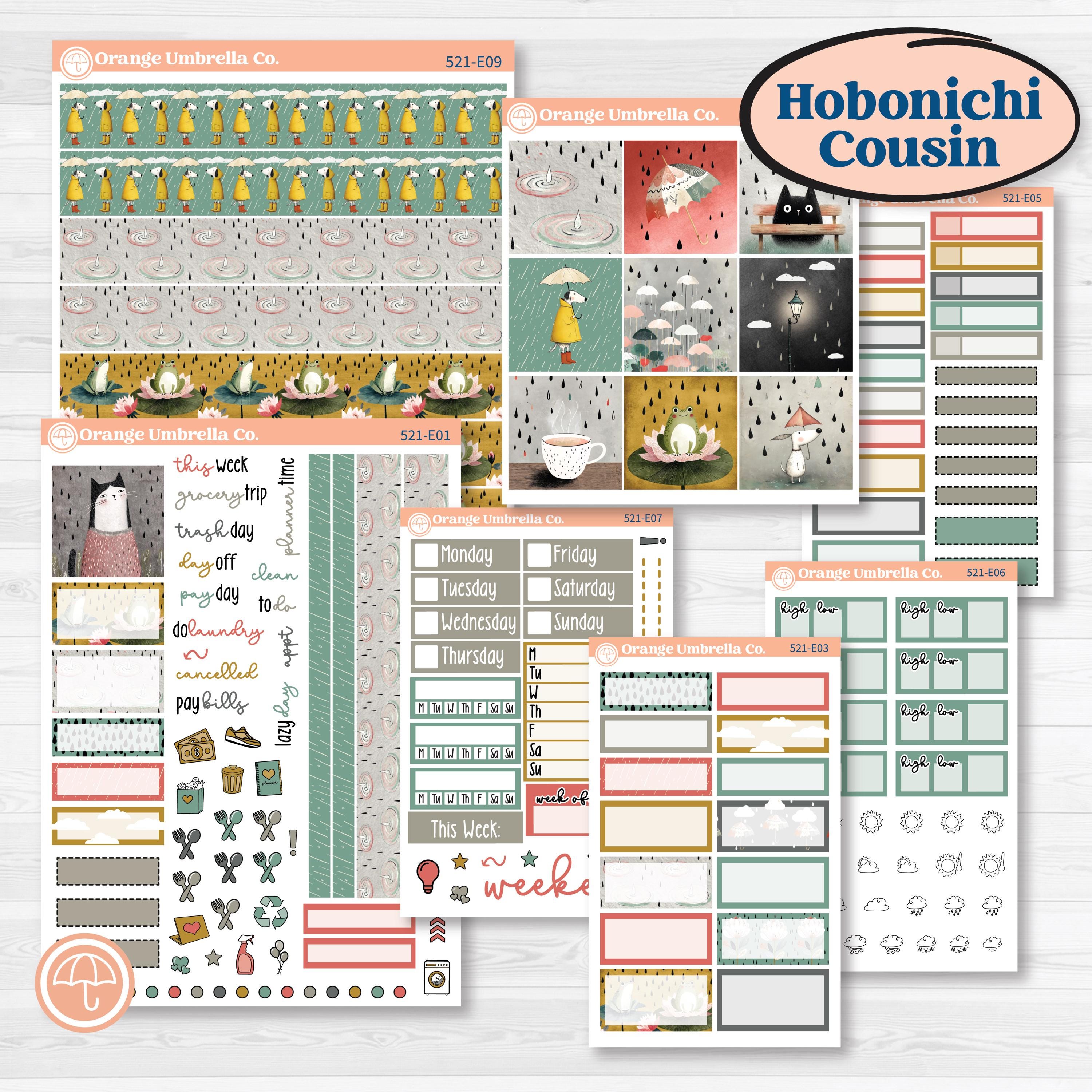 Rainy Day | Hobonichi Cousin Weekly & Daily Planner Kit Stickers | Stellas Umbrella | KIT-521-E