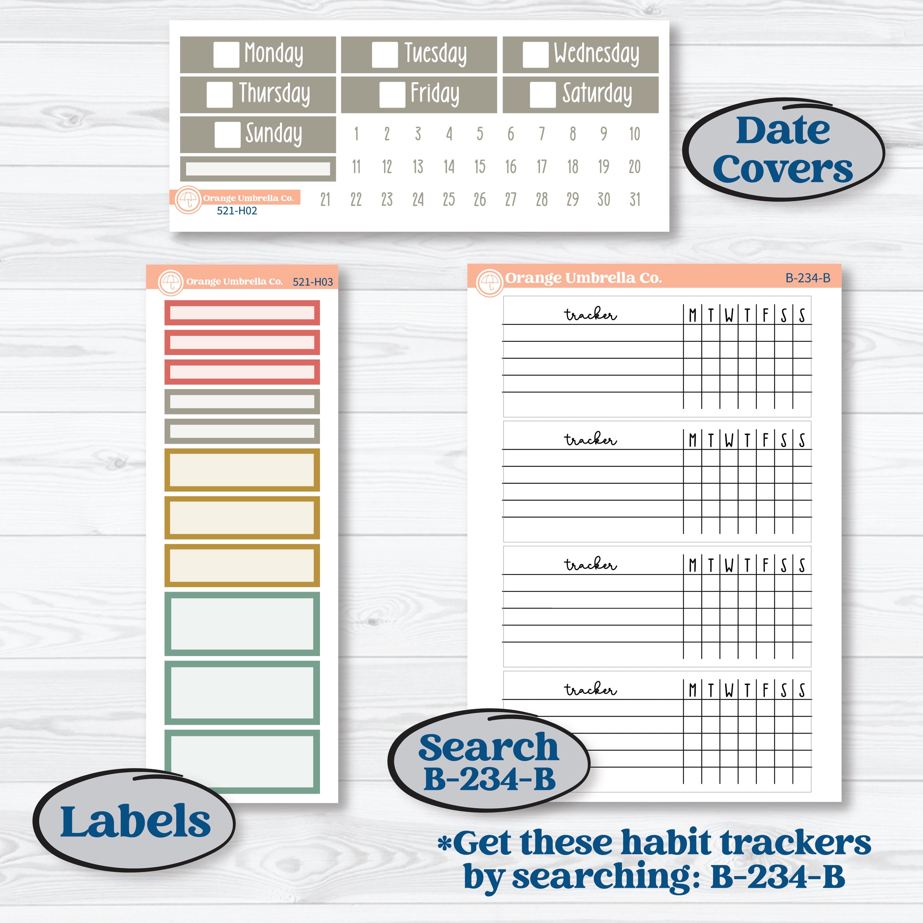 Rainy Day | Plum Vertical Priorities 7x9 Planner Kit Stickers | Stellas Umbrella | KIT-521-H