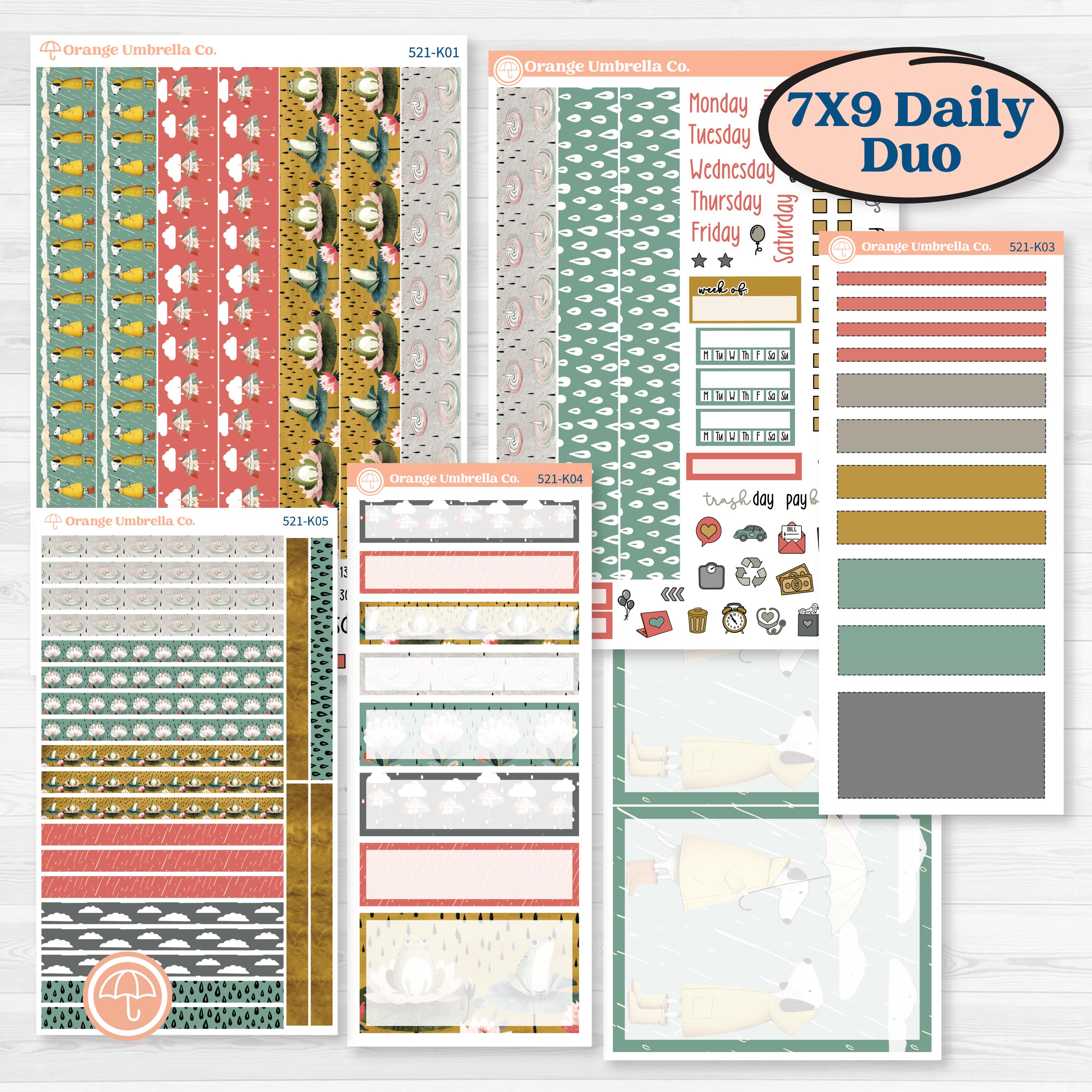 Rainy Day | 7x9 Erin Condren Daily Duo Planner Kit Stickers | Stellas Umbrella | KIT-521-K