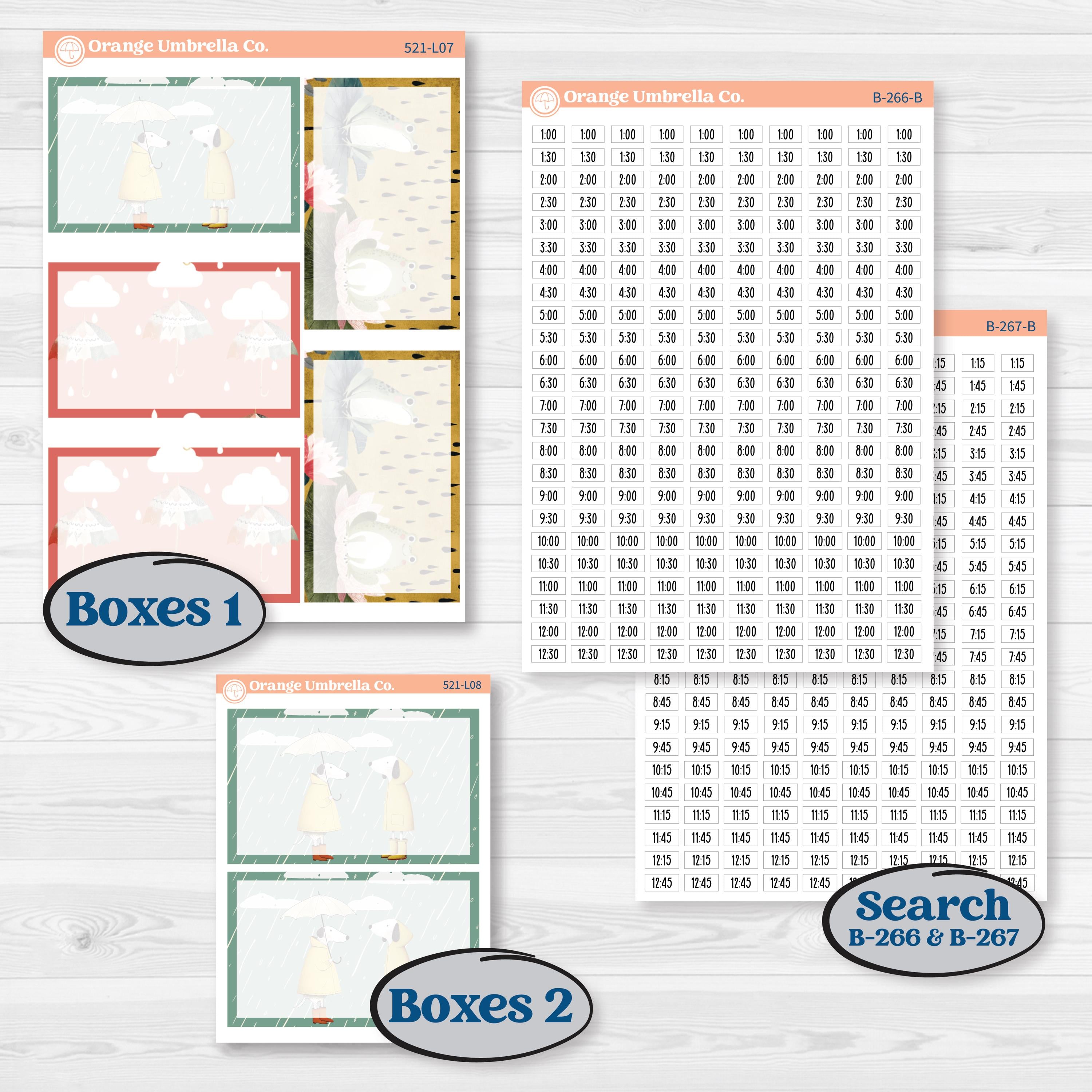 Rainy Day | 7x9 Plum Daily Planner Kit Stickers | Stellas Umbrella | KIT-521-L