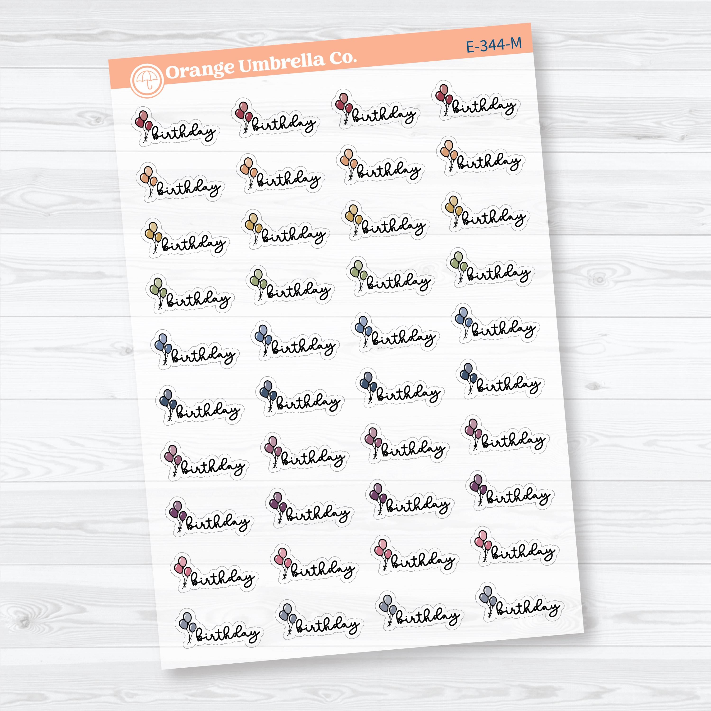 Birthday Event Label | Clear Matte Hand Doodled Planner Stickers | E-344-CM
