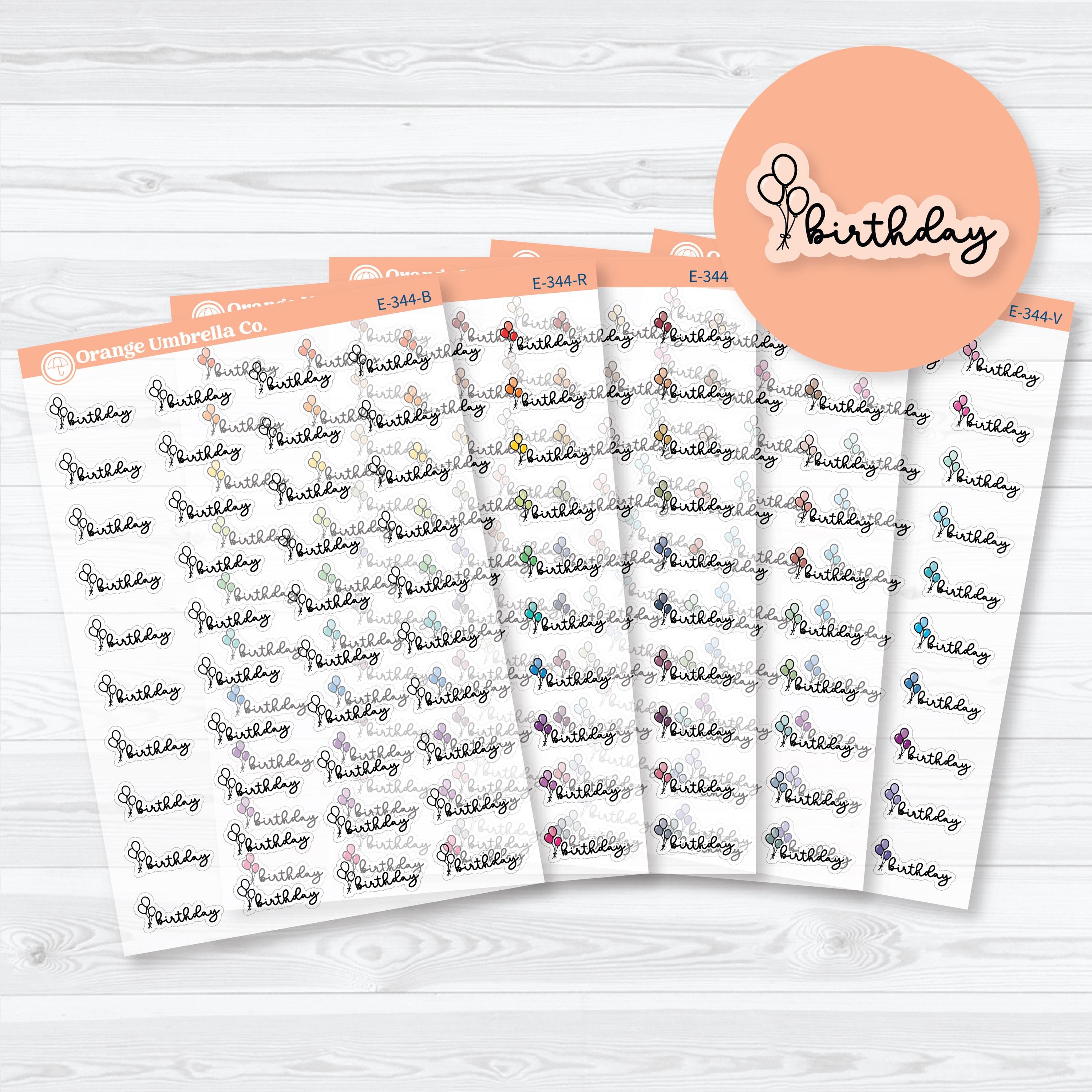 Birthday Event Label | Clear Matte Hand Doodled Planner Stickers | E-344-CM