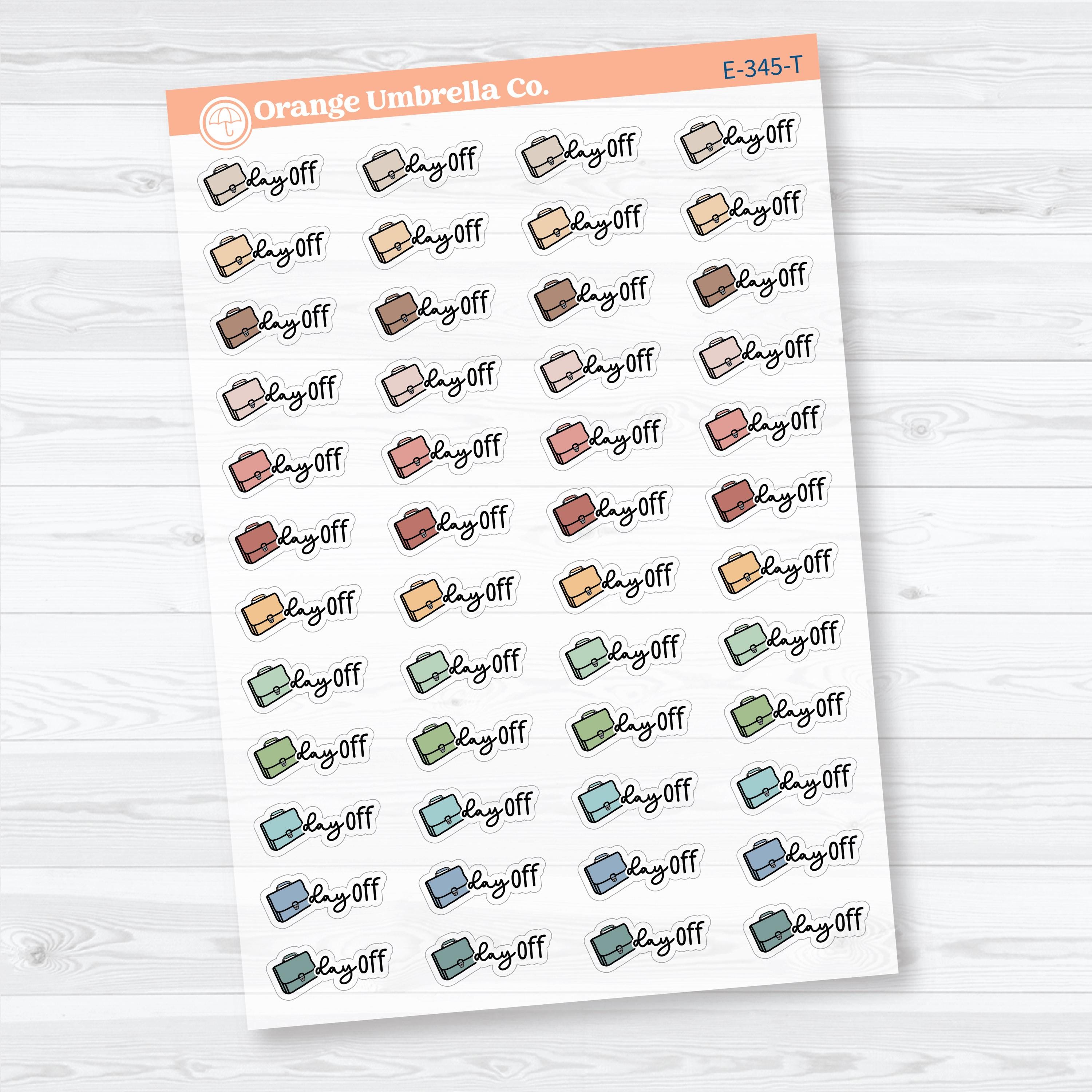 Day Off Event Labels | Hand Doodled Clear Matte Planner Stickers | F18 | E-345-CM