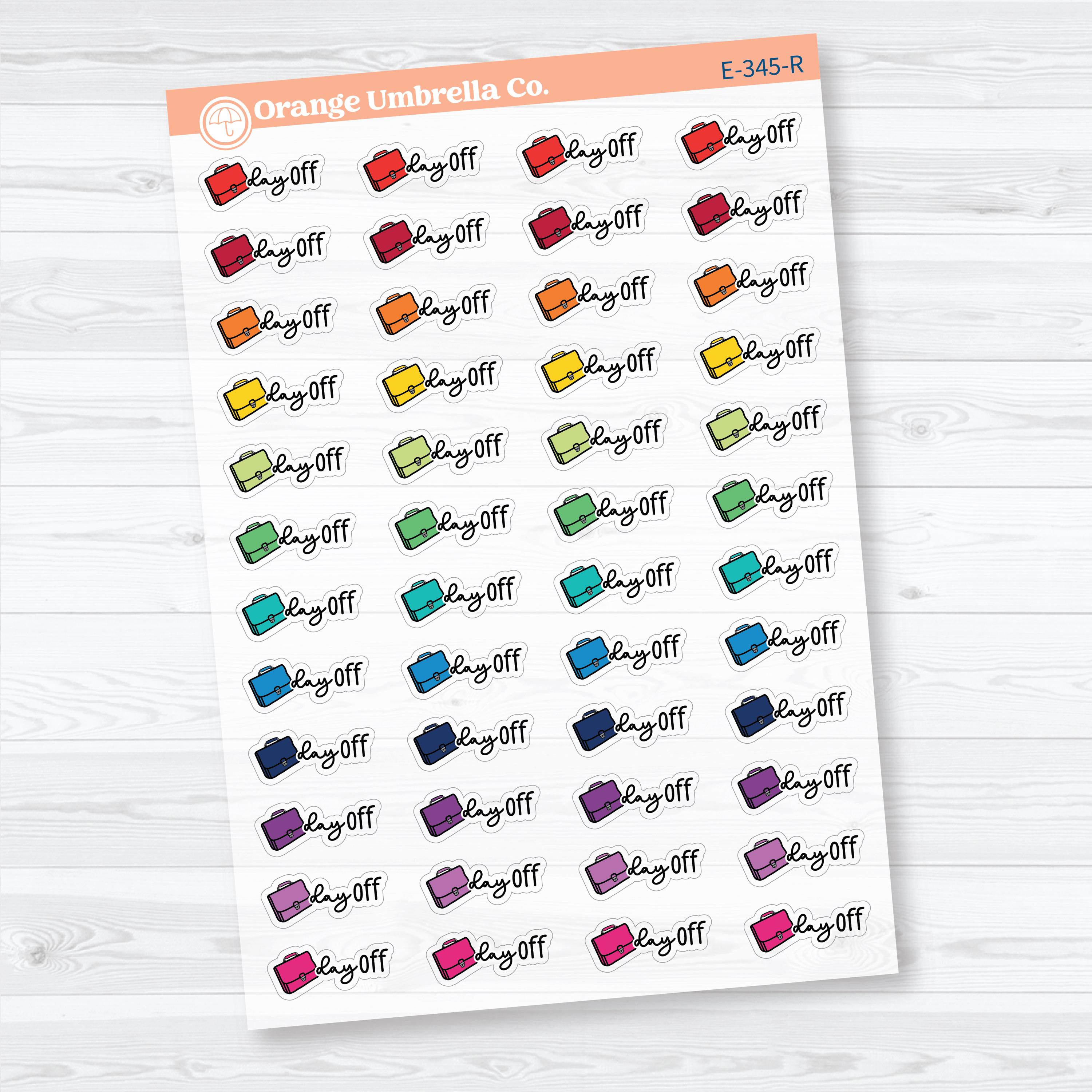 Day Off Event Labels | Hand Doodled Clear Matte Planner Stickers | F18 | E-345-CM