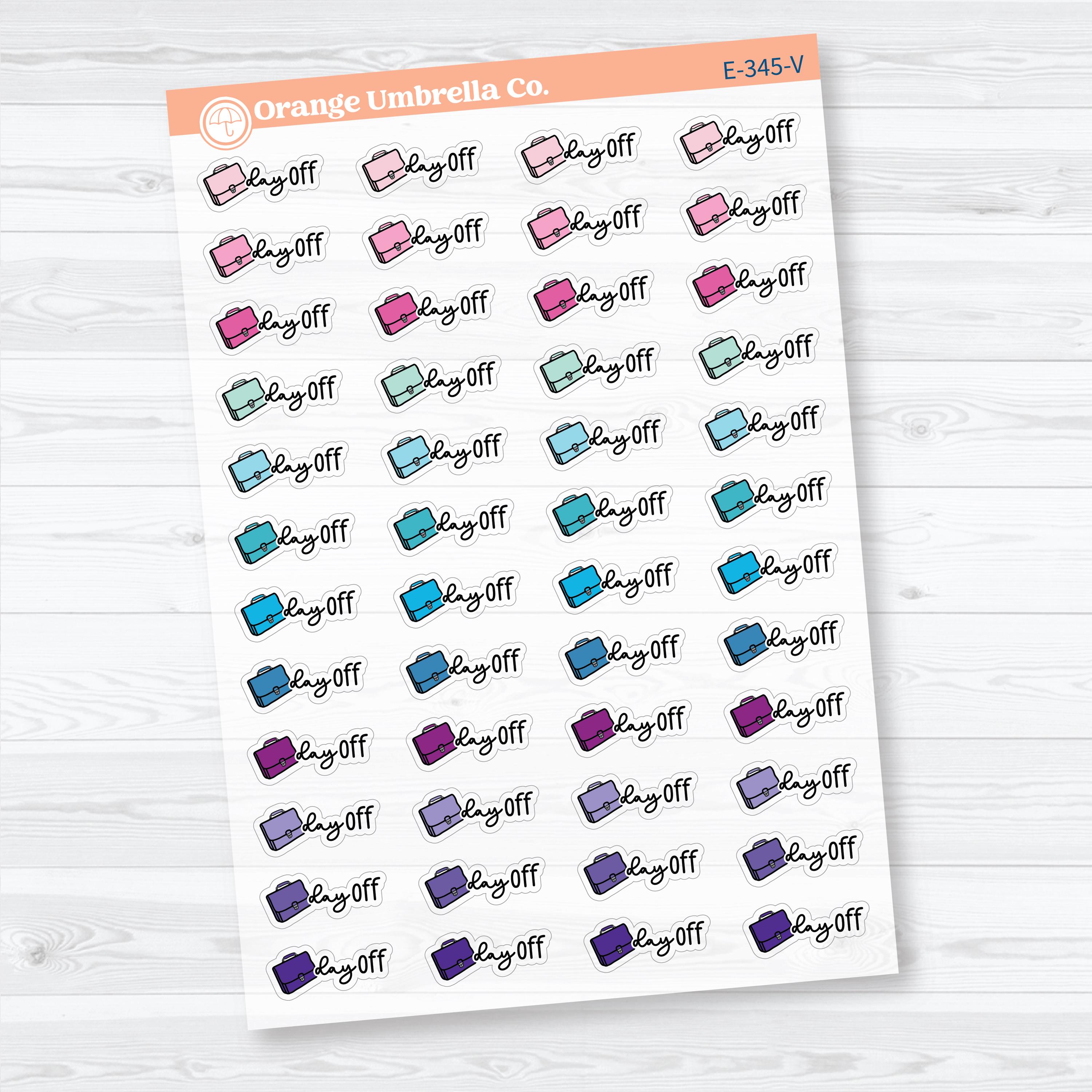 Day Off Event Labels | Hand Doodled Clear Matte Planner Stickers | F18 | E-345-CM