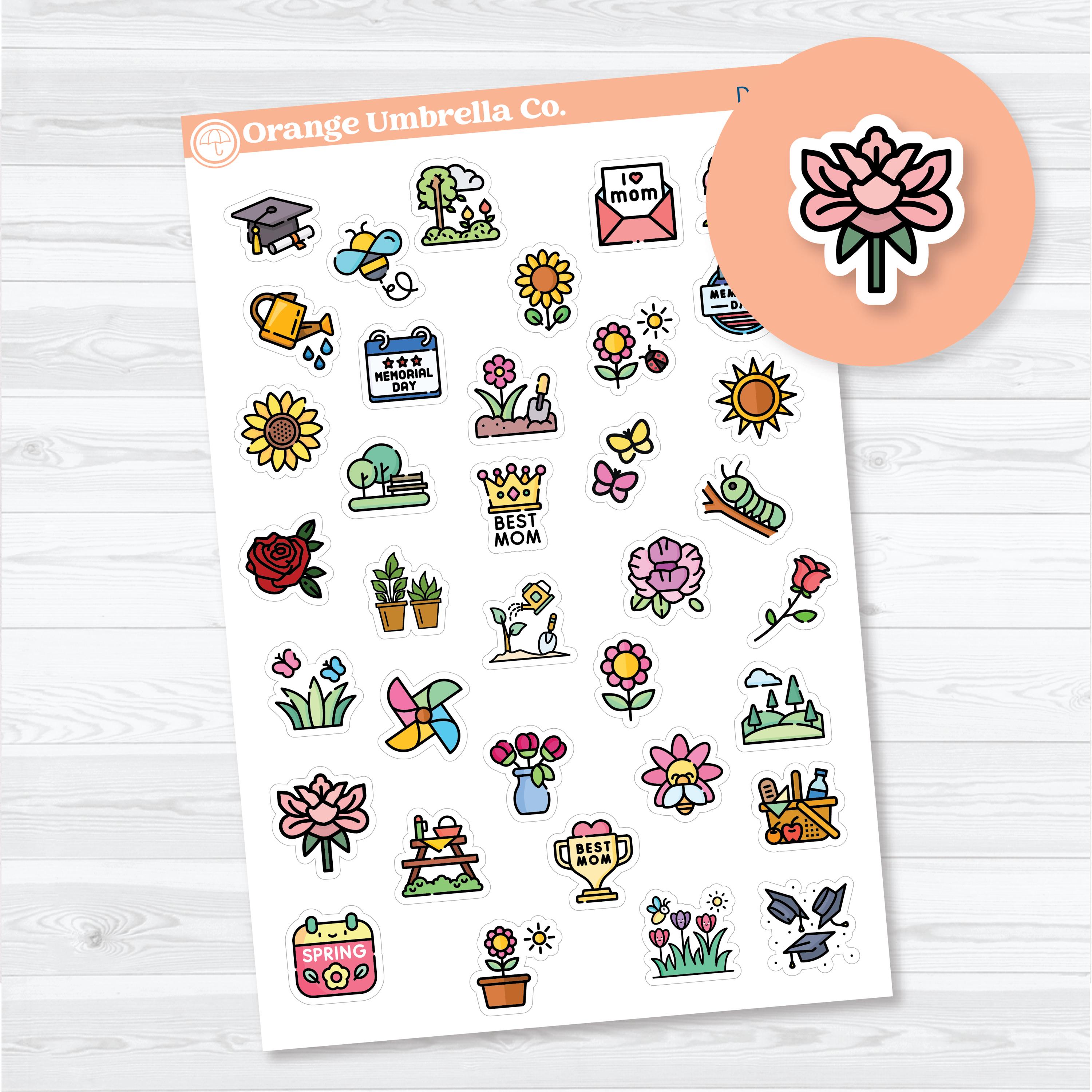 May Spring Deco | Decorative Planner Stickers | D-110