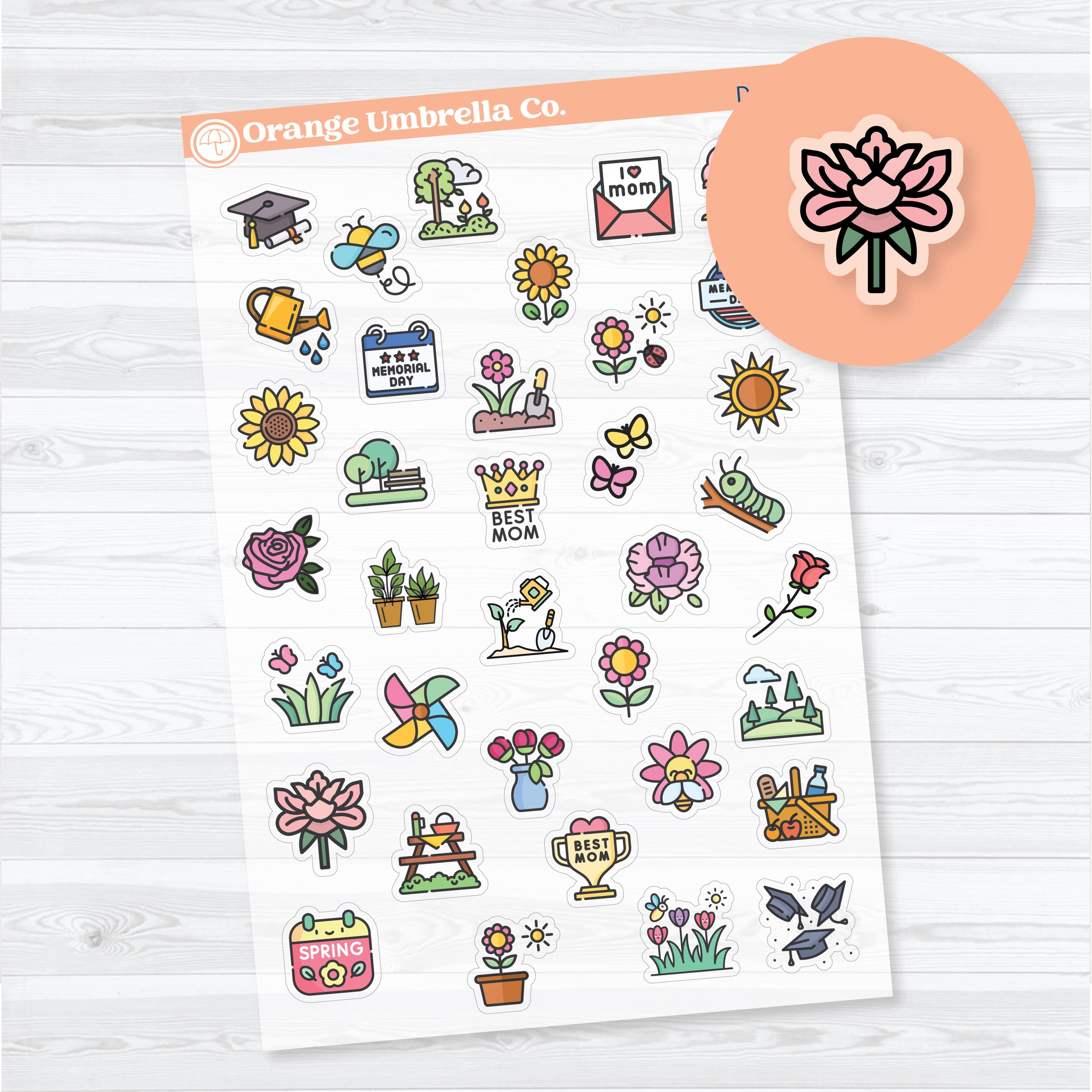 May Spring Decorative Planner Stickers | Clear Matte | D-110-CM