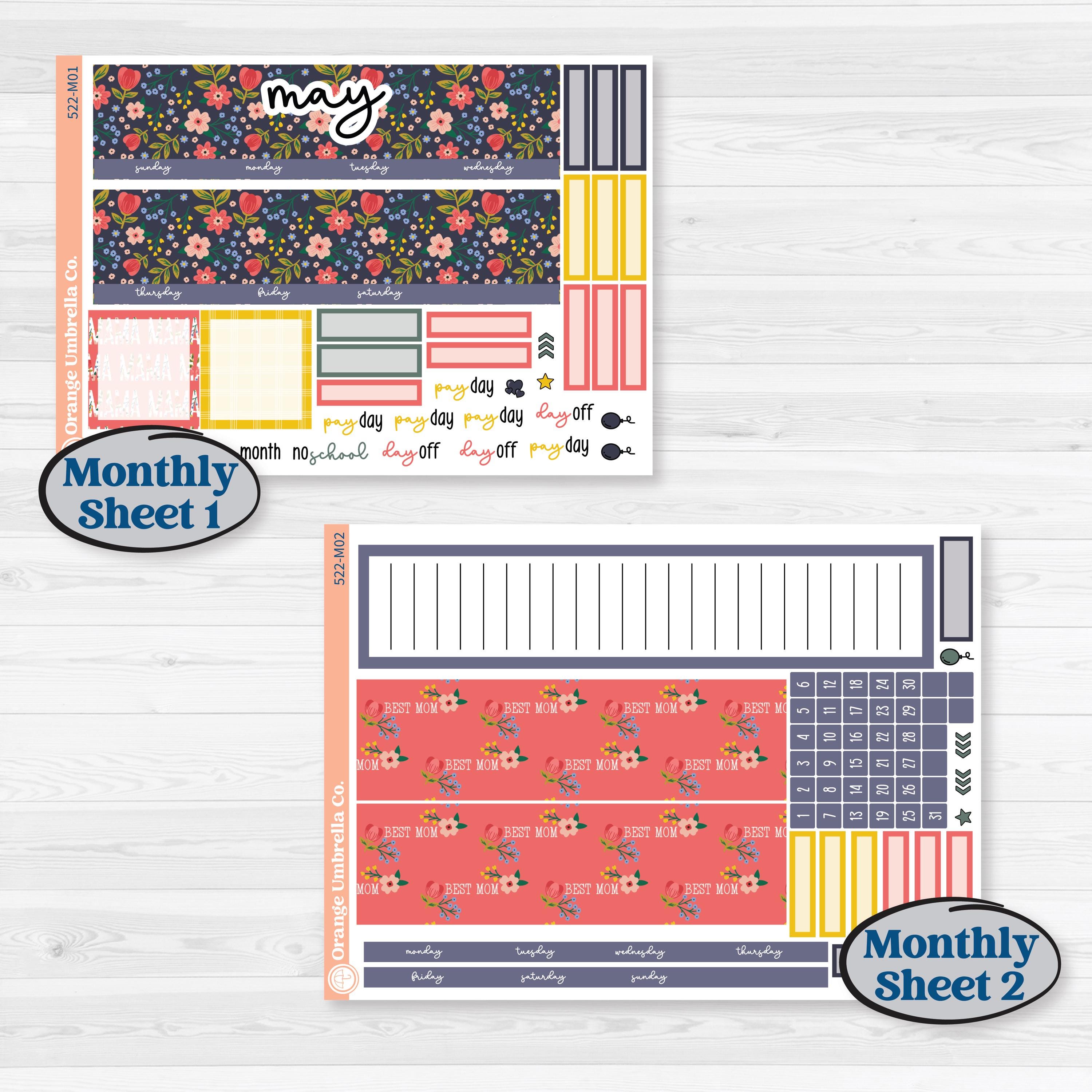 Mother’s Day | A5 Erin Condren Monthly & Productivity Dashboard Sticker Kit | Best Mom | KIT-522-M