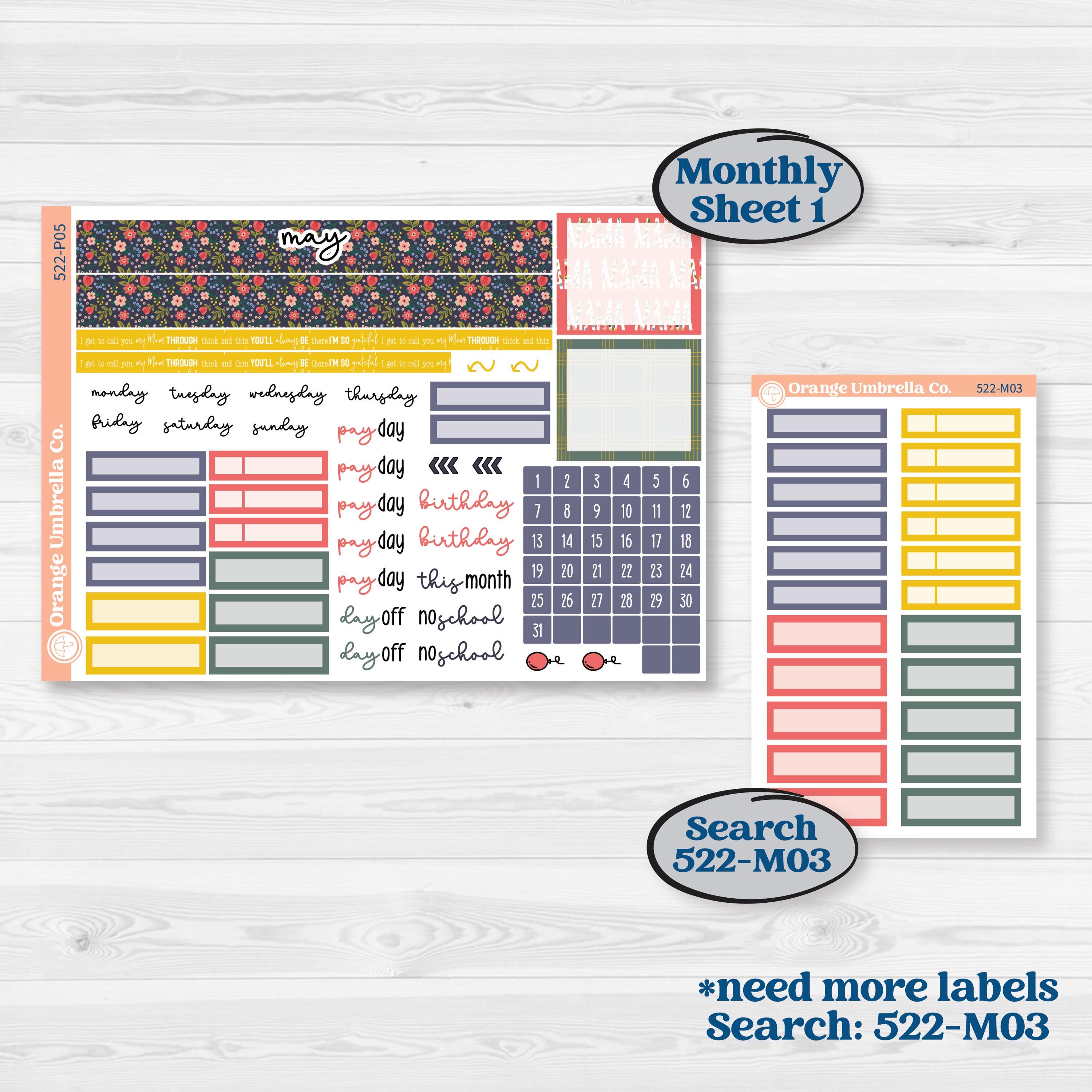 Mother’s Day | A5 Plum Monthly & Dashboard Planner Kit Stickers | Best Mom | KIT-522-P