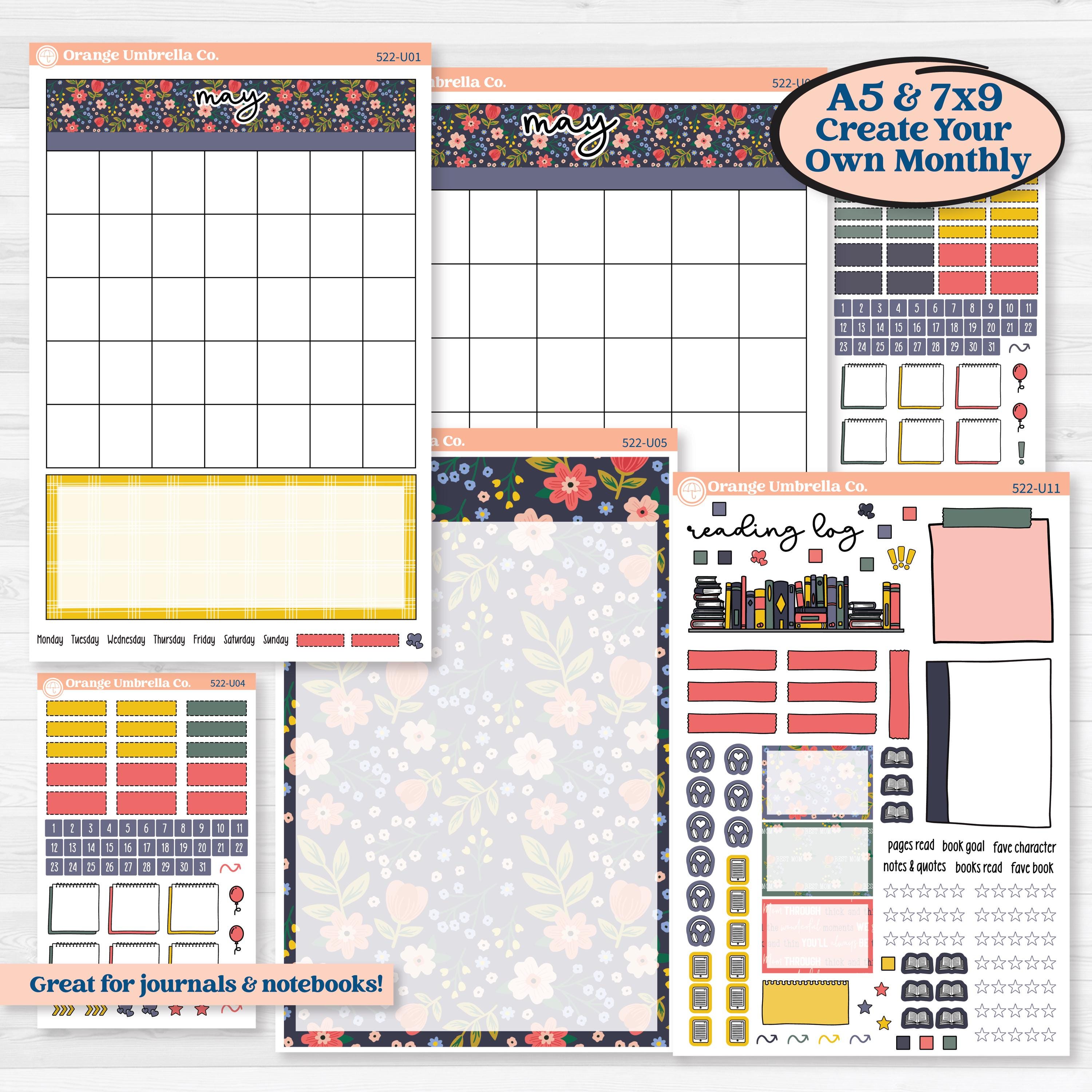 Mother’s Day | A5 or 7x9 Create Your Own Monthly or Dashboard Universal | Monthly & Reading Log Sticker Kit | Best Mom | KIT-522-U