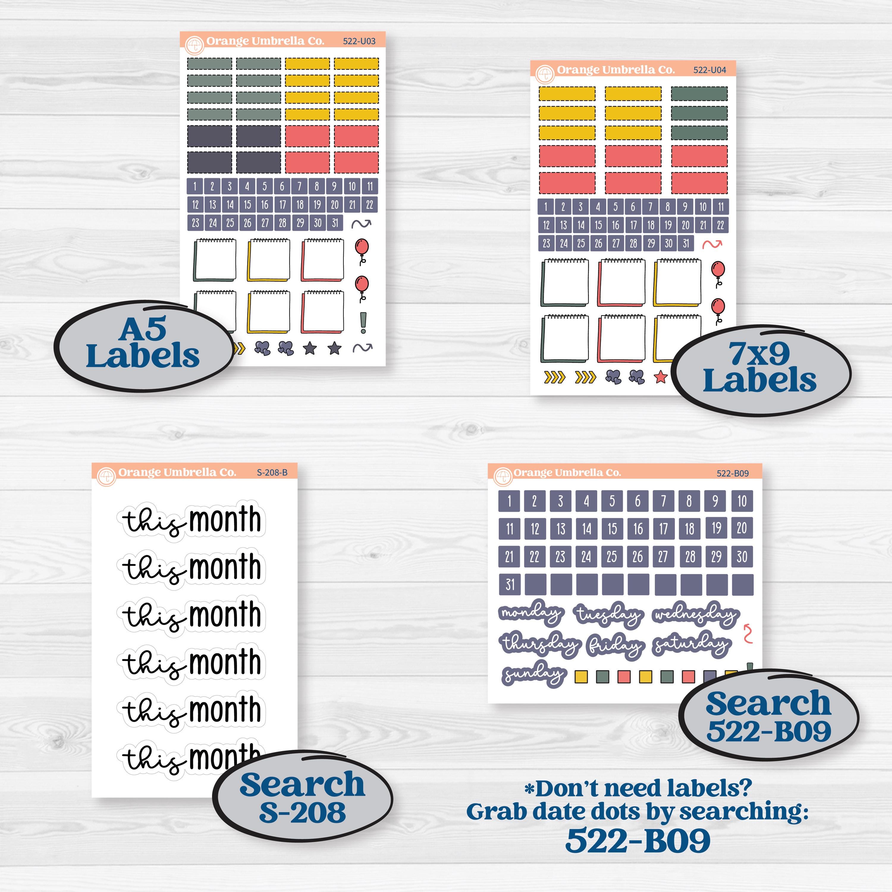 Mother’s Day | A5 or 7x9 Create Your Own Monthly or Dashboard Universal | Monthly & Reading Log Sticker Kit | Best Mom | KIT-522-U