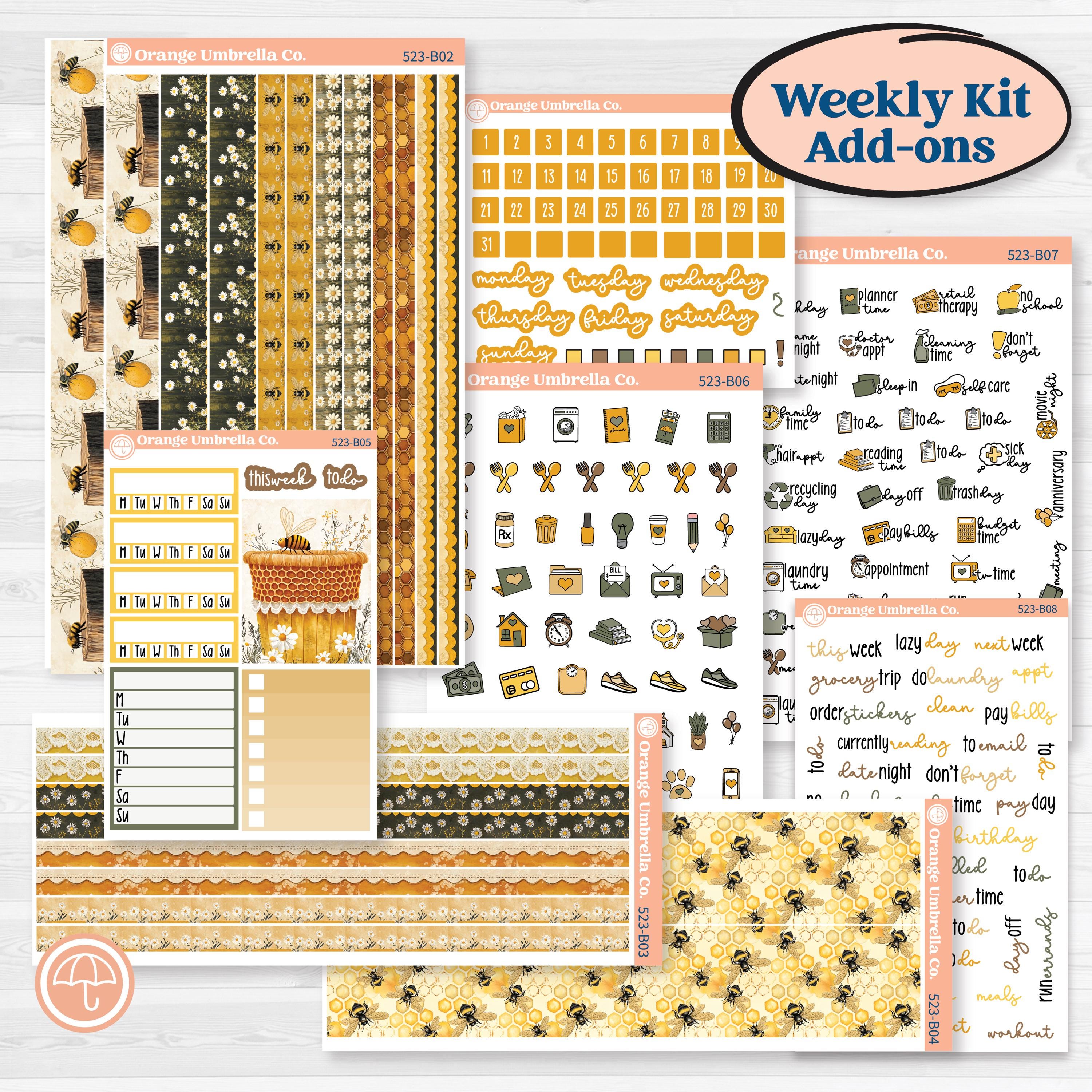 Honeybee Garden | Weekly Add-On Planner Kit Stickers | Bumble | KIT-523-B
