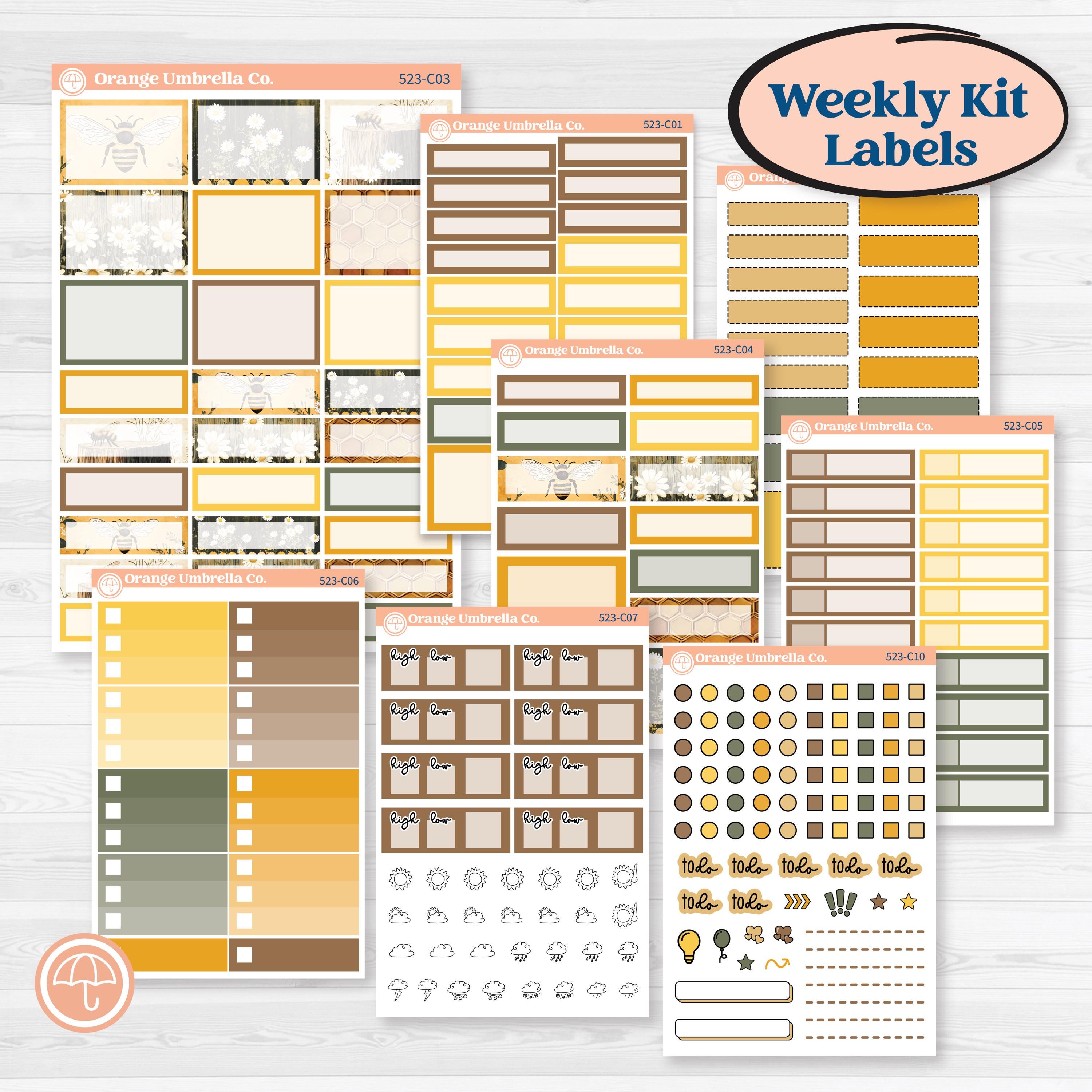 Honeybee Garden | Weekly Add-On Labels Planner Kit Stickers | Bumble | KIT-523-C