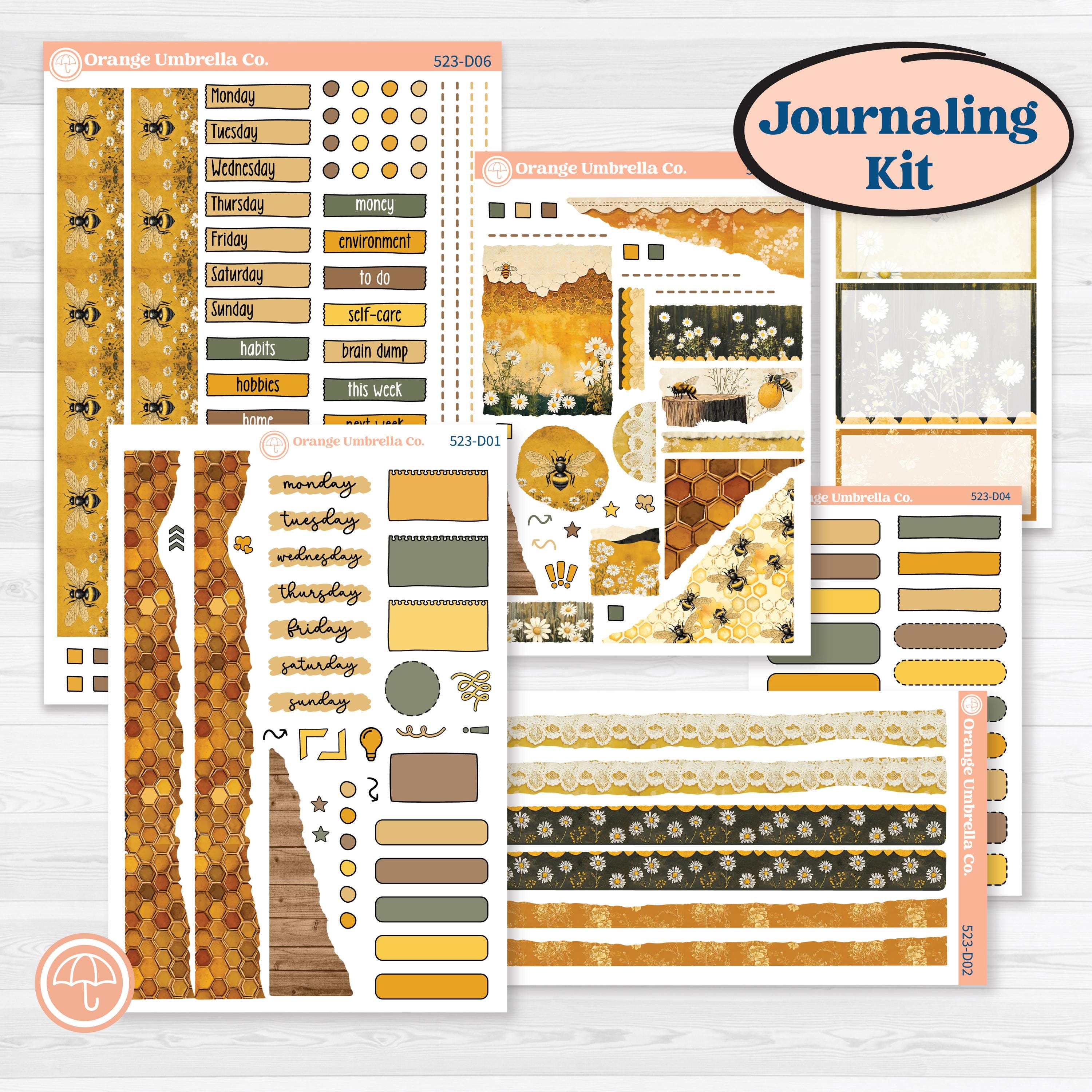 Honeybee Garden | Journaling or Scrapbooking Kit | Creative Junk Journal Planner Stickers | Bumble | KIT-523-D