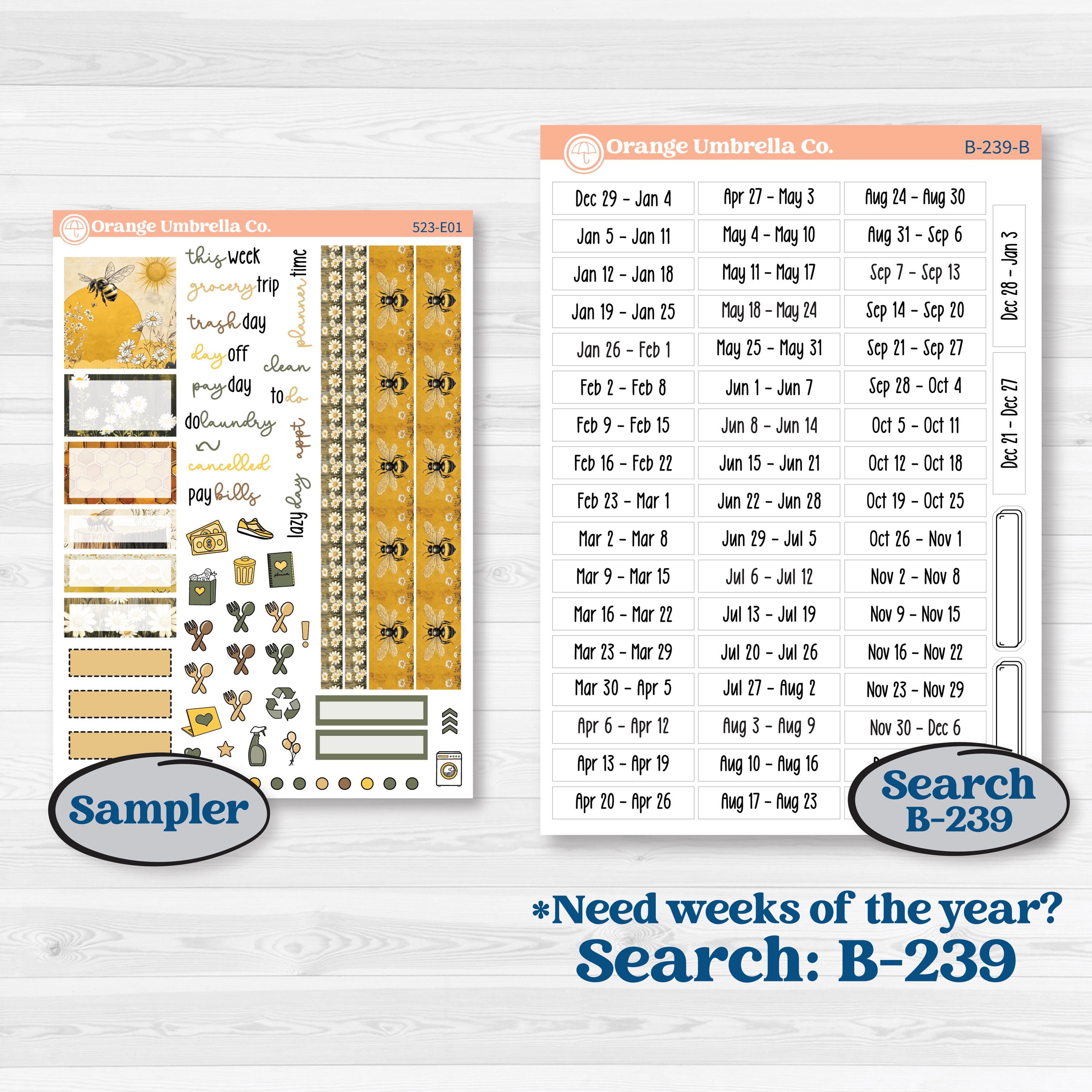 Honeybee Garden | Hobonichi Cousin Weekly & Daily Planner Kit Stickers | Bumble | KIT-523-E