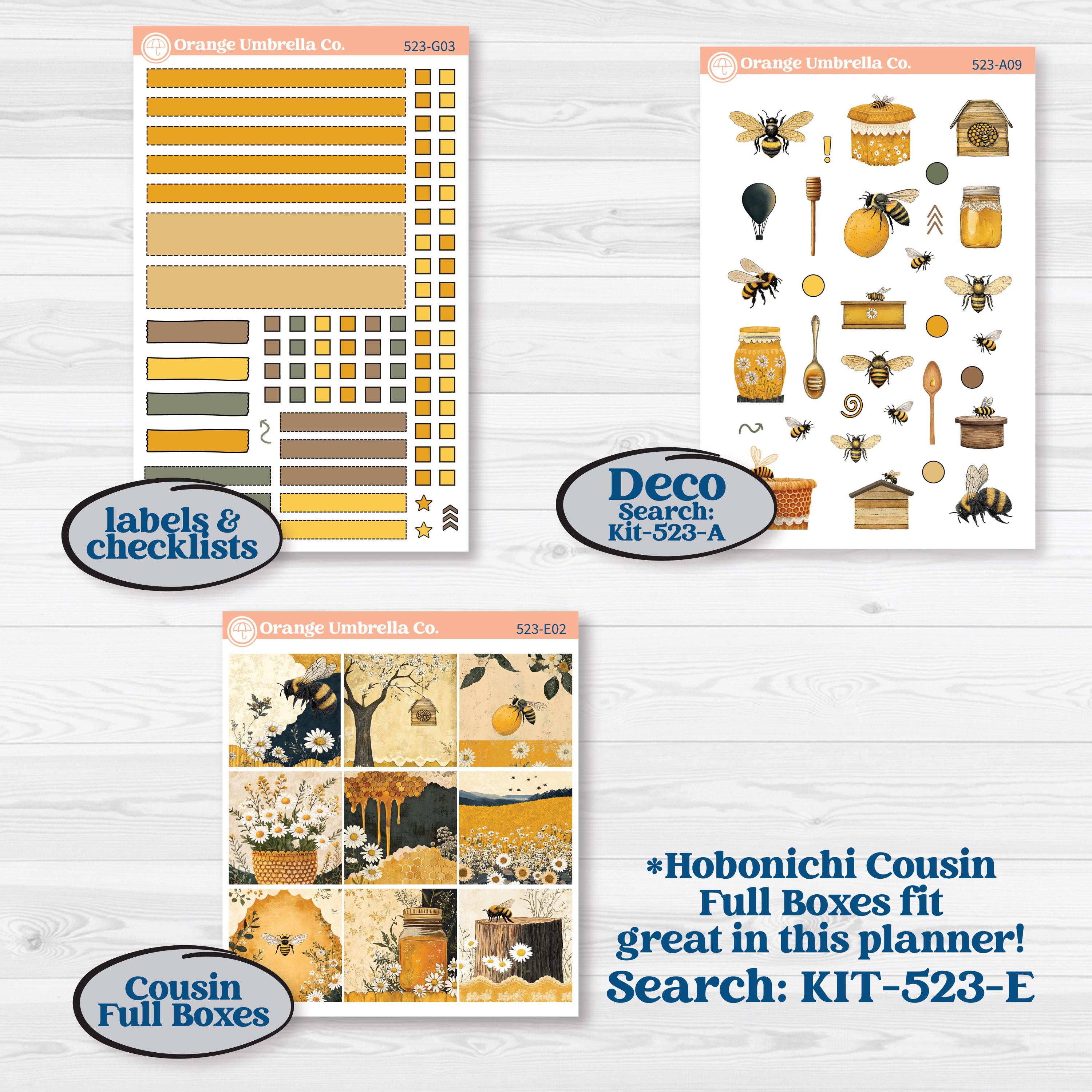 Honeybee Garden | Erin Condren Weekly Dashboard Planner Kit Stickers | Bumble | KIT-523-G